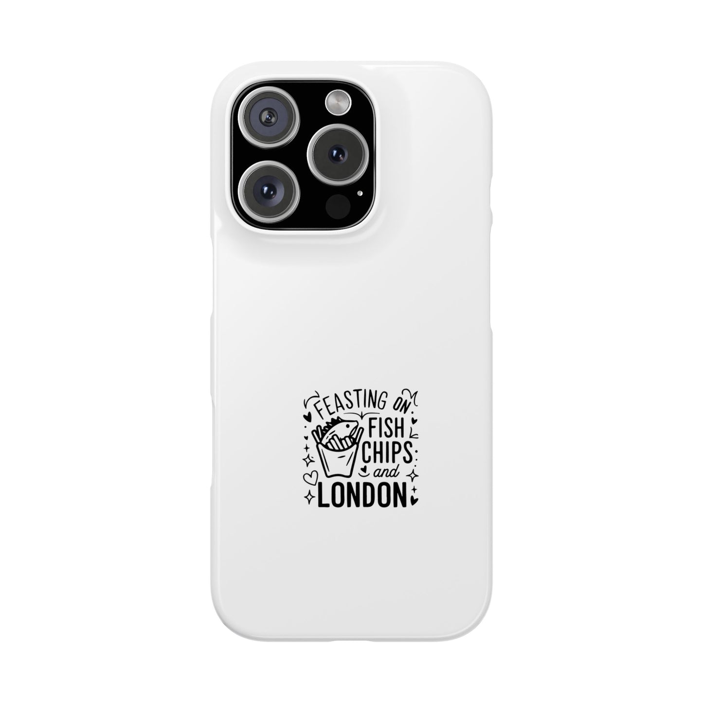 Slim Phone Case with Fish Chips London Design - Fun Gift for Foodies, Travel Lovers, UK Souvenirs, Everyday Carry, Unique Phone Accessory