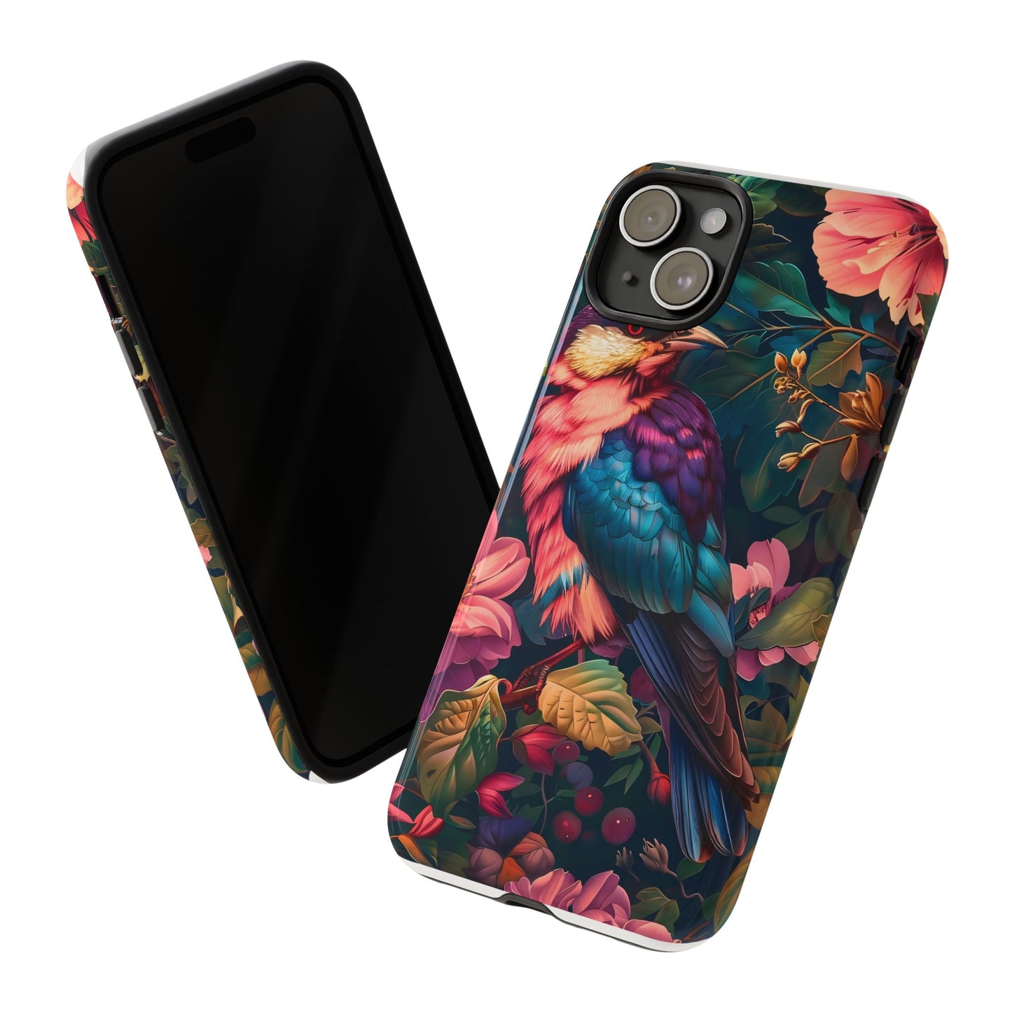 Tough Cases: Vibrant Tropical Bird Phone Case, Floral Smartphone Cover, Nature Lover Gift, Boho Phone Accessory, Cute Bird Case