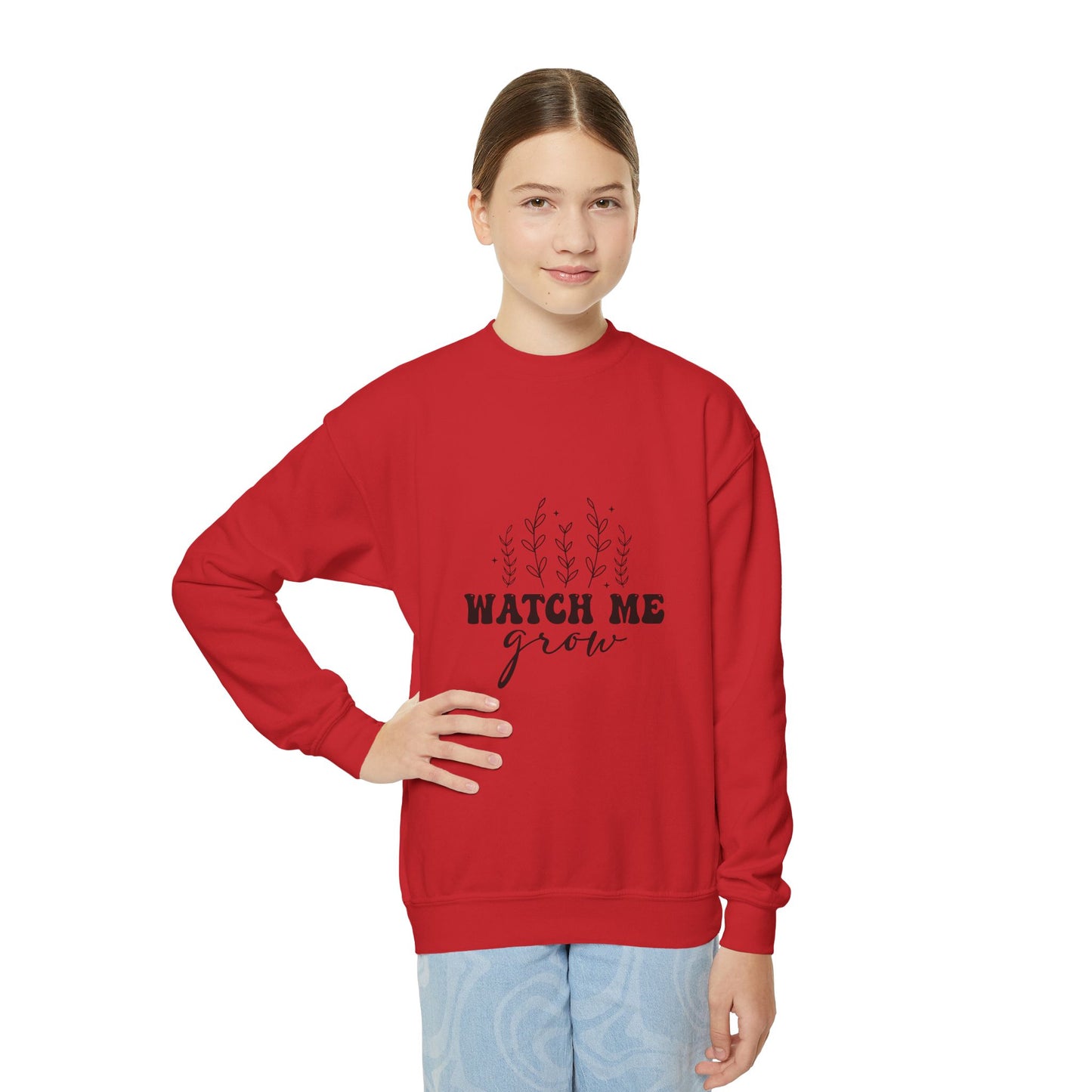 Youth Crewneck Sweatshirt - "Watch Me Grow" Inspirational Design