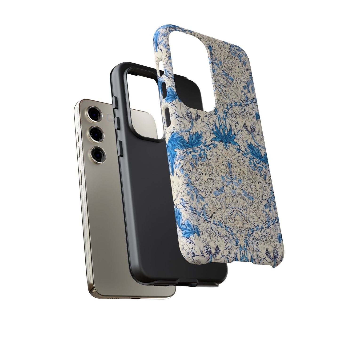 Elegant Floral Phone Case, Tough iPhone Cover, Stylish Mobile Protector, Blue Patterned Case, Unique Gift for Her