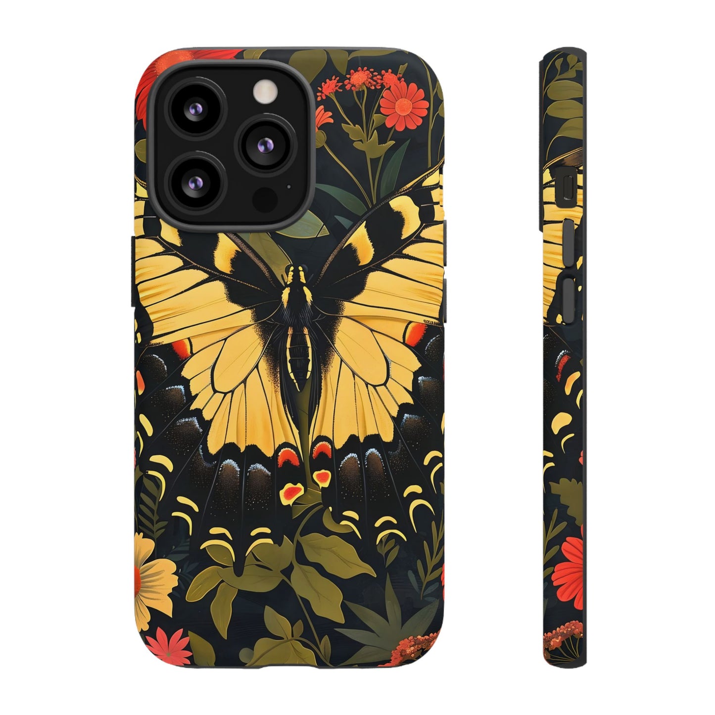 Butterfly Floral Phone Case, Tough Cases with Vibrant Design, Protective Cover for Nature Lovers, Gift for Her