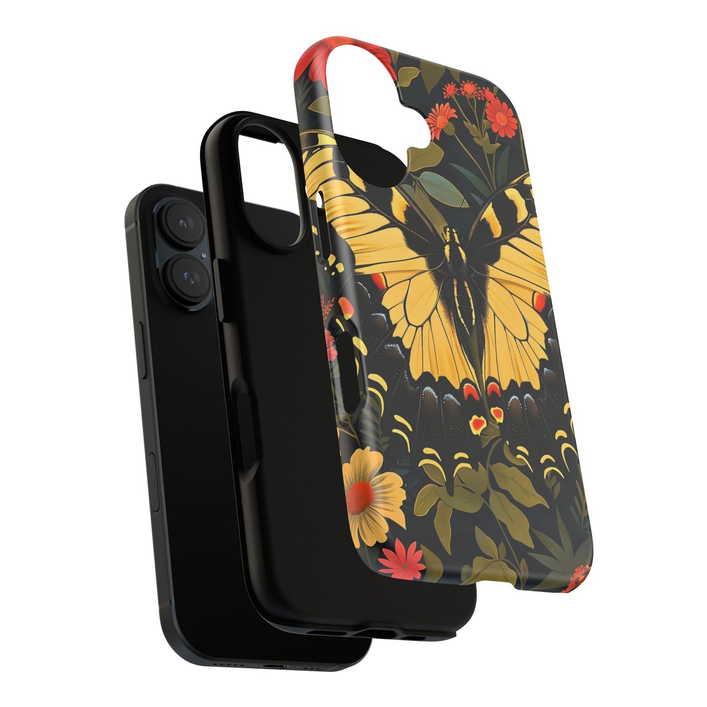 Butterfly Floral Phone Case, Tough Cases with Vibrant Design, Protective Cover for Nature Lovers, Gift for Her