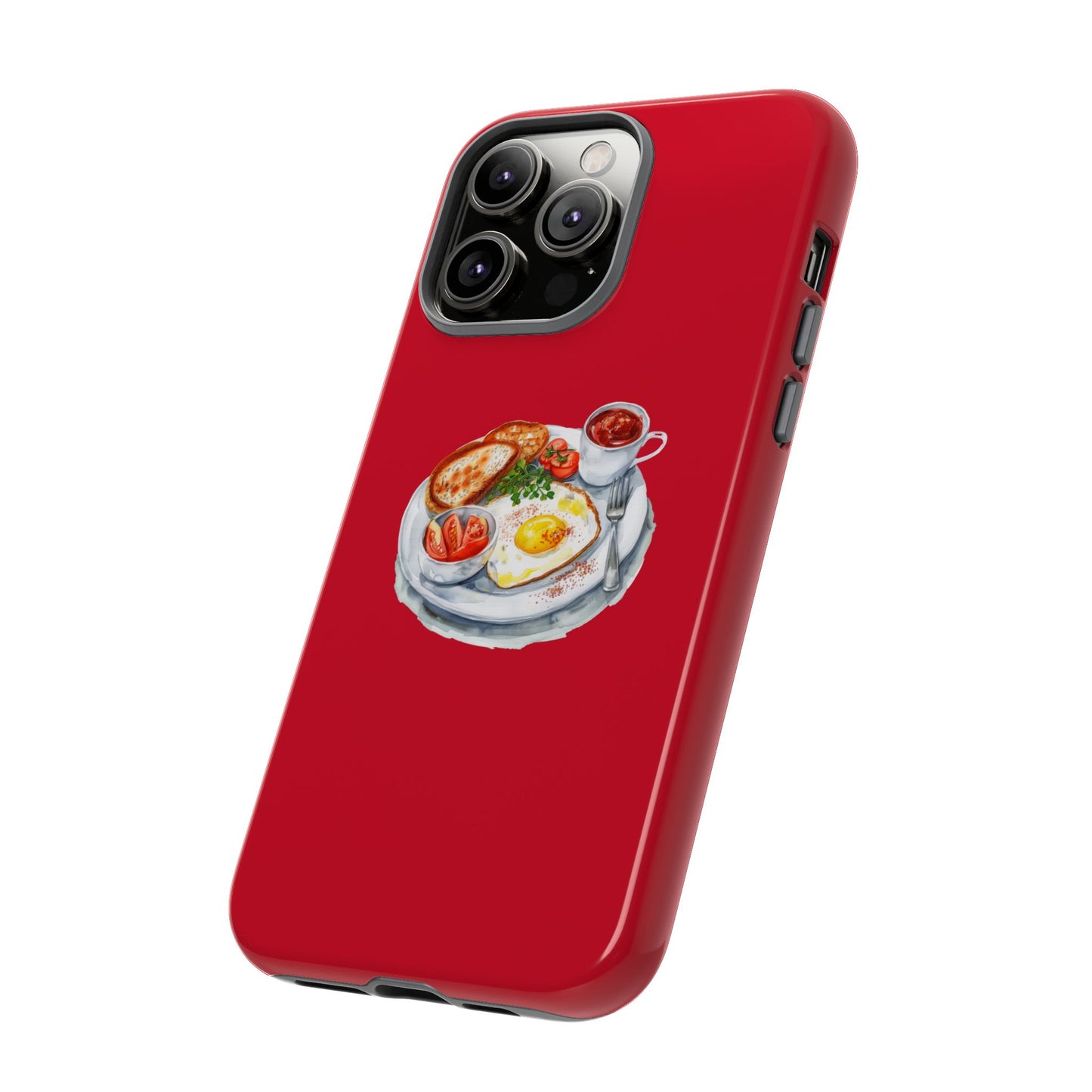 Breakfast-Inspired Phone Case, Tough Phone Covers, Foodie Gifts, Unique Accessories, Cute Kitchen Decor, Red Phone Case