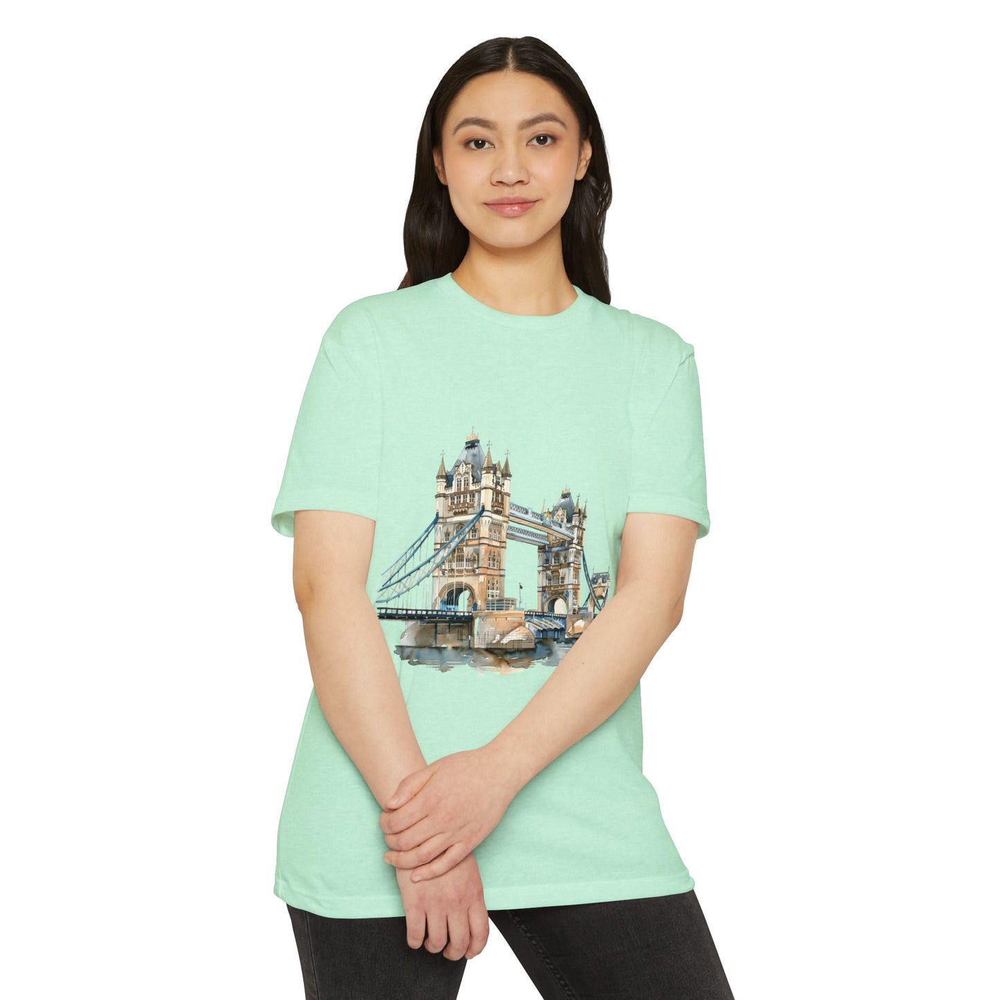 Unisex CVC Jersey T-shirt - London Bridge - Iconic Landmark and Historical Beauty
