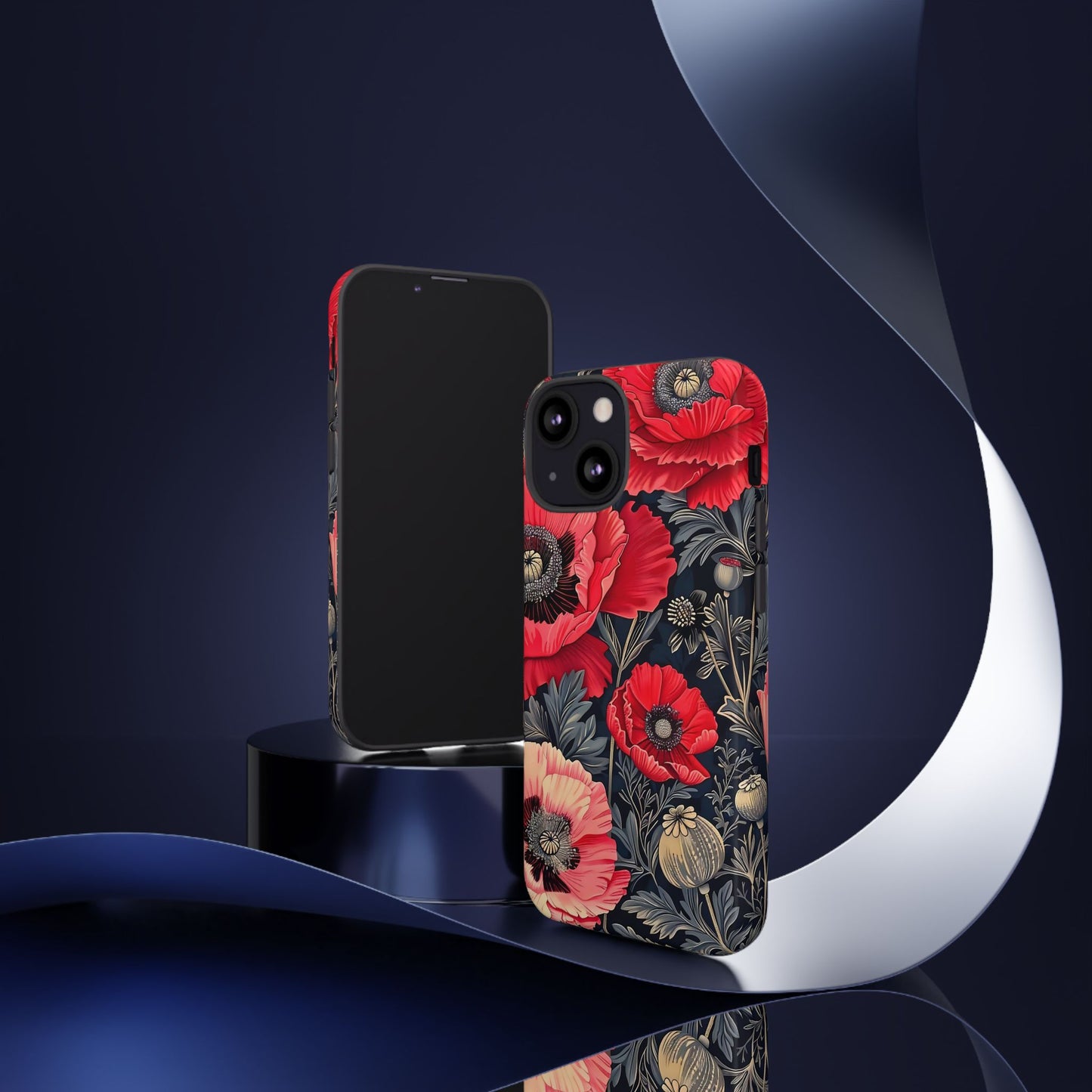 Floral Phone Case with Artistic Poppies, Tough Cases, Flower Design, Nature Lover Gift, Customizable Mobile Cover, Stylish Phone Accessories