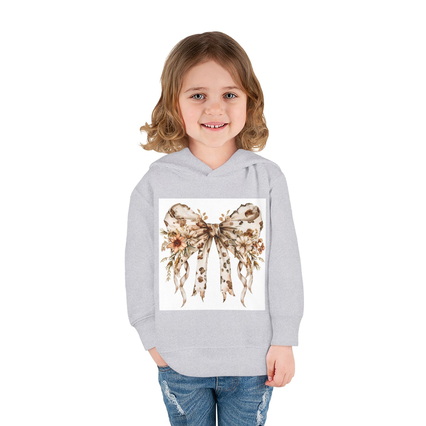 Floral Bow Toddler Fleece Hoodie - Cute Pullover for Kids