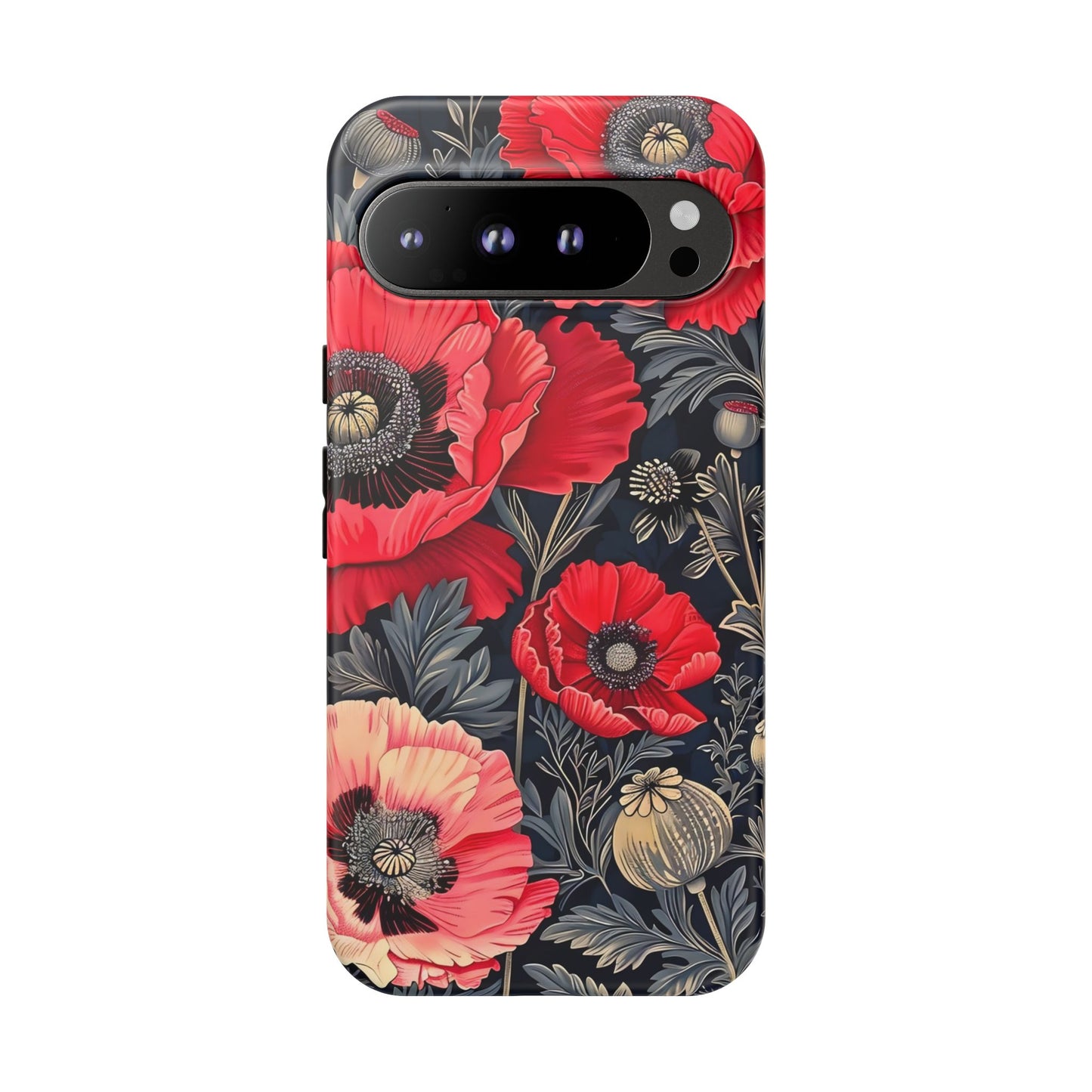 Floral Phone Case with Artistic Poppies, Tough Cases, Flower Design, Nature Lover Gift, Customizable Mobile Cover, Stylish Phone Accessories