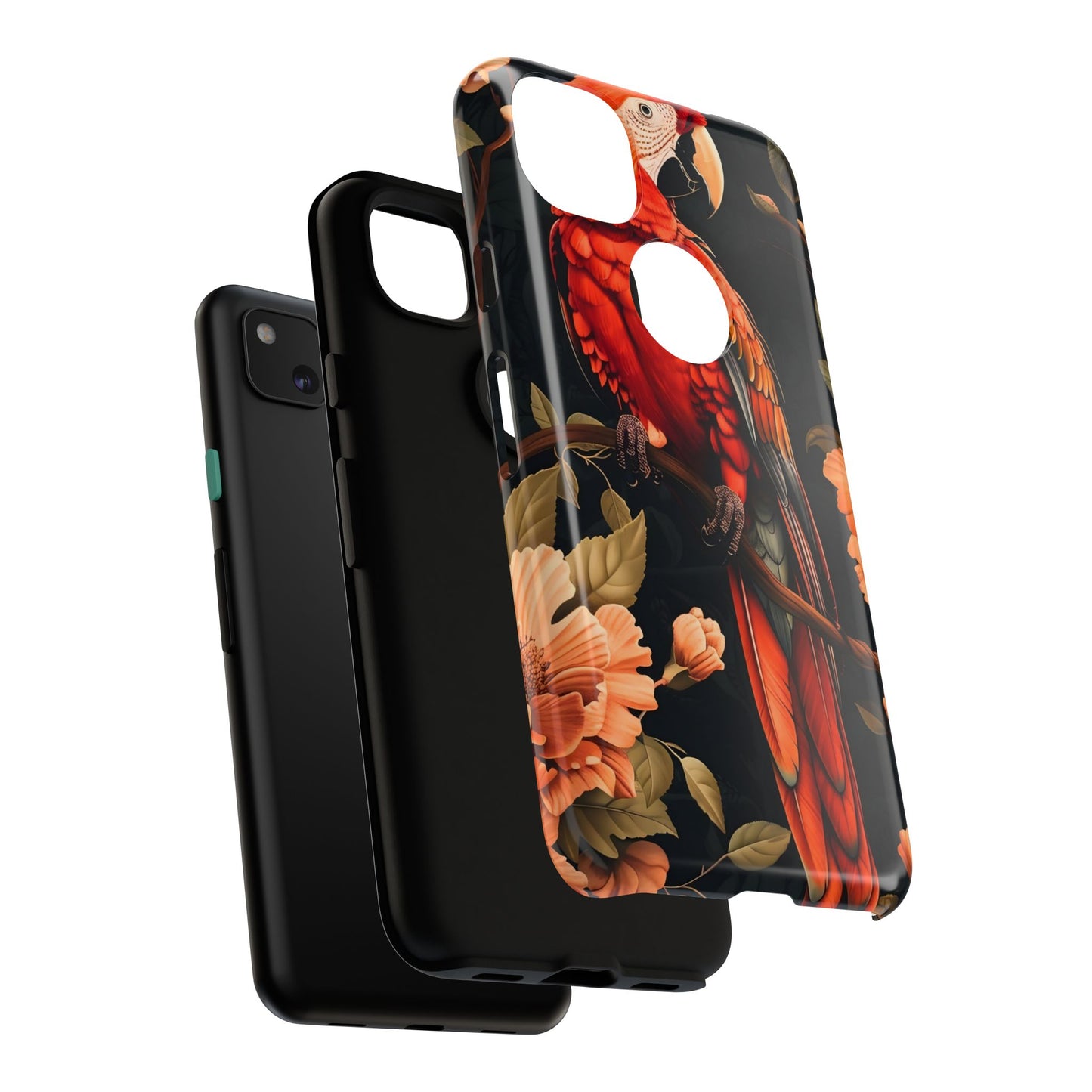 Vibrant Tropical Phone Case with Parrot Design, Bird Lovers Gift, Floral Phone Cover, Nature Inspired Accessories, Tough Cases