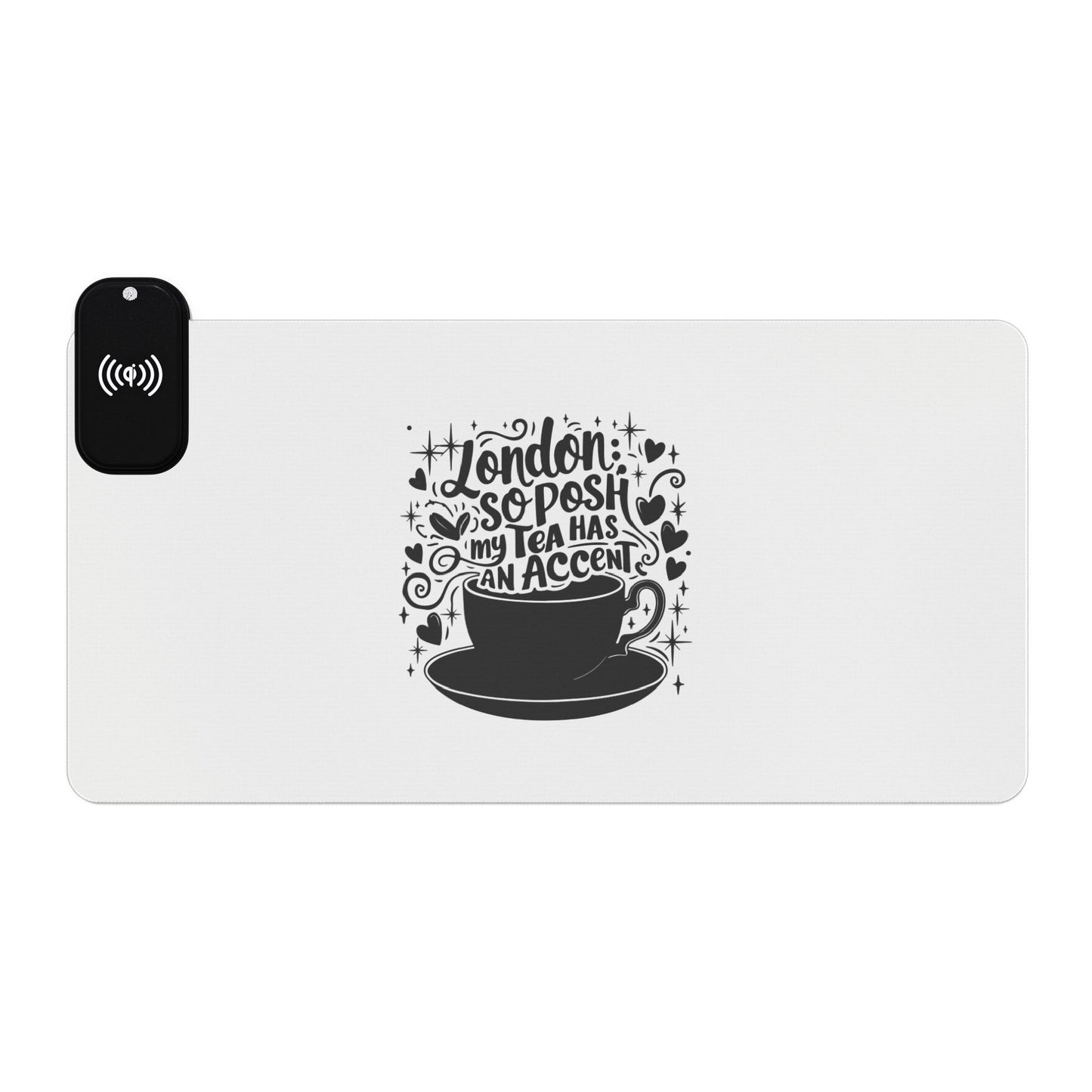London's Nostalgic Tea - LED Gaming Mouse Pad with Wireless Charging - Stylish Desk Accessory for Gamers, Office Decor, Tech Lovers, Modern Gifts
