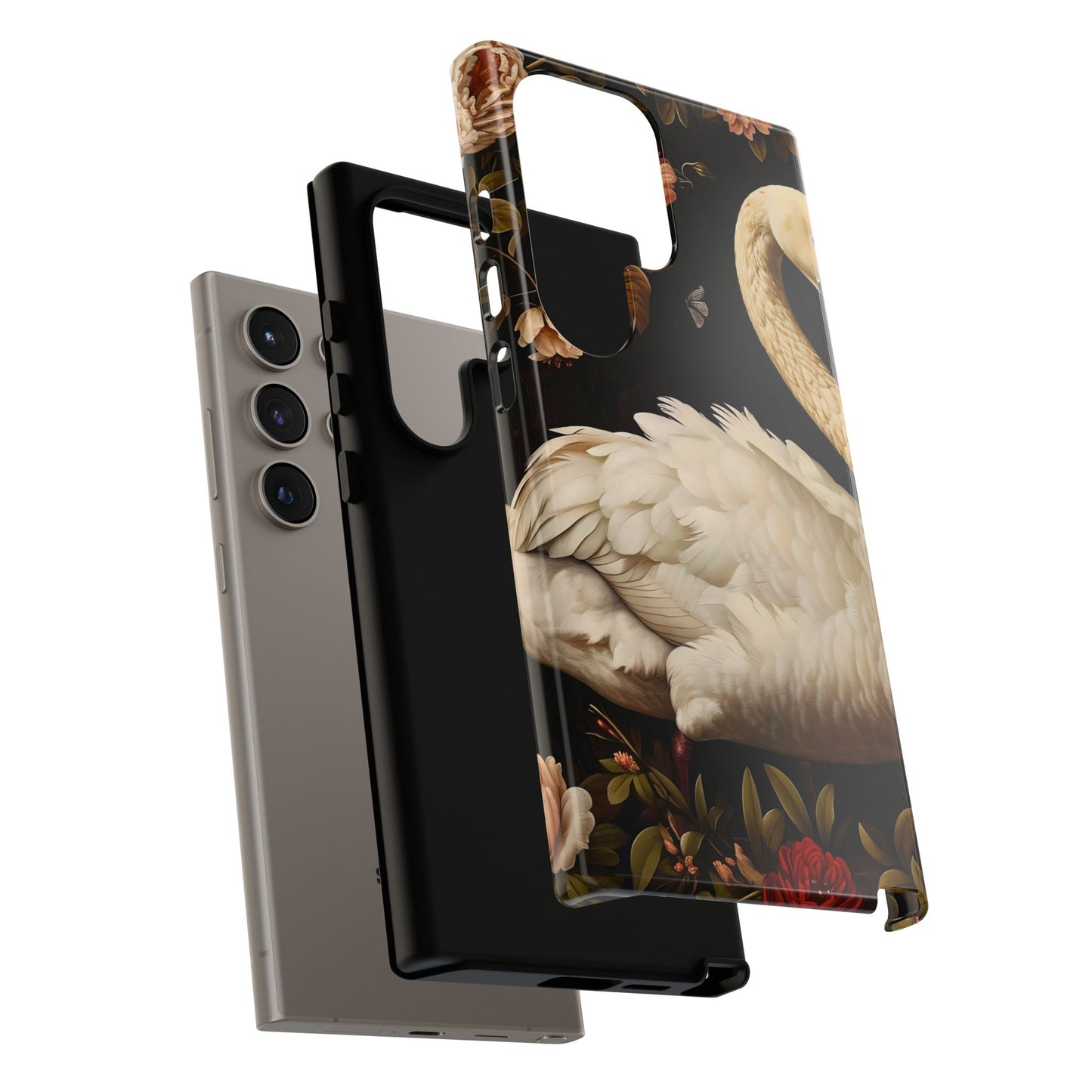 Elegant Swan Phone Case, Floral iPhone Cover, Tough Phone Case, Gift for Her, Nature Lover, Mother's Day, Birthday