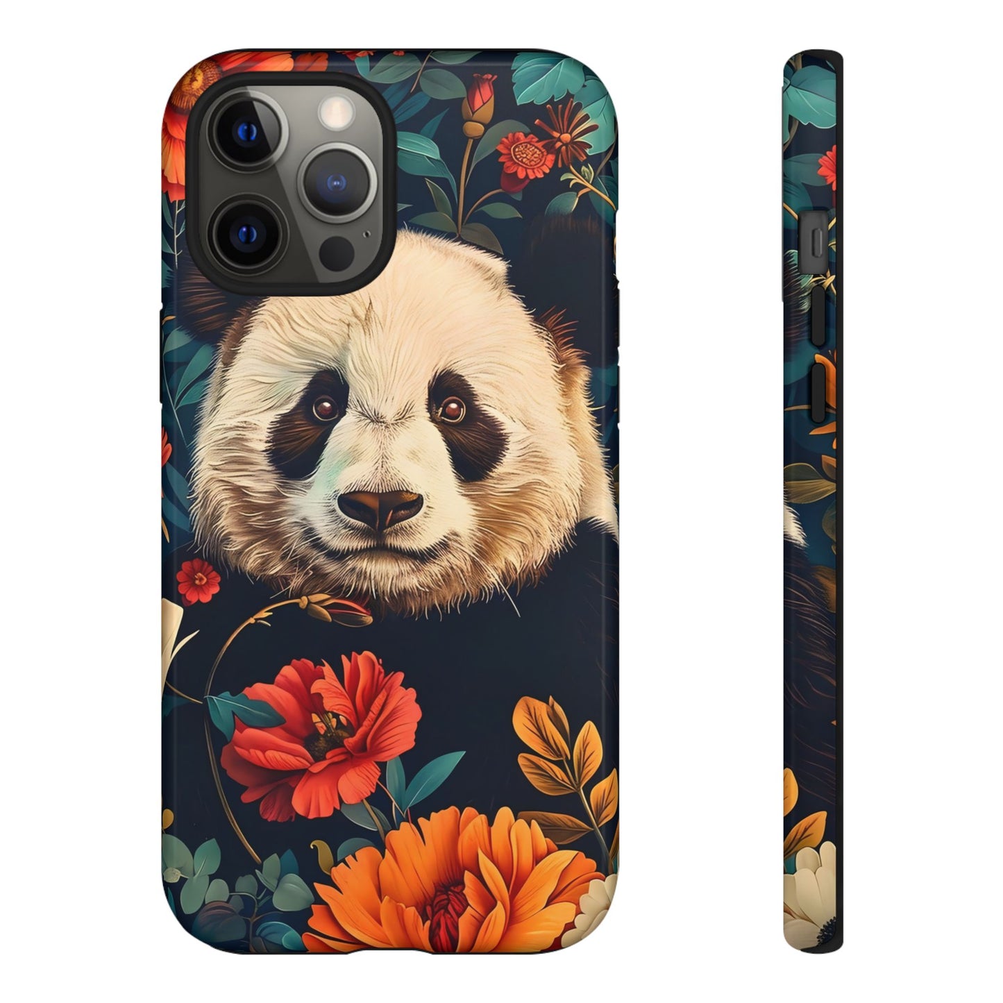 Panda Floral Phone Case, Tough Cases, Cute Animal Case, Floral Design, Gifts for Animal Lovers, Phone Accessories