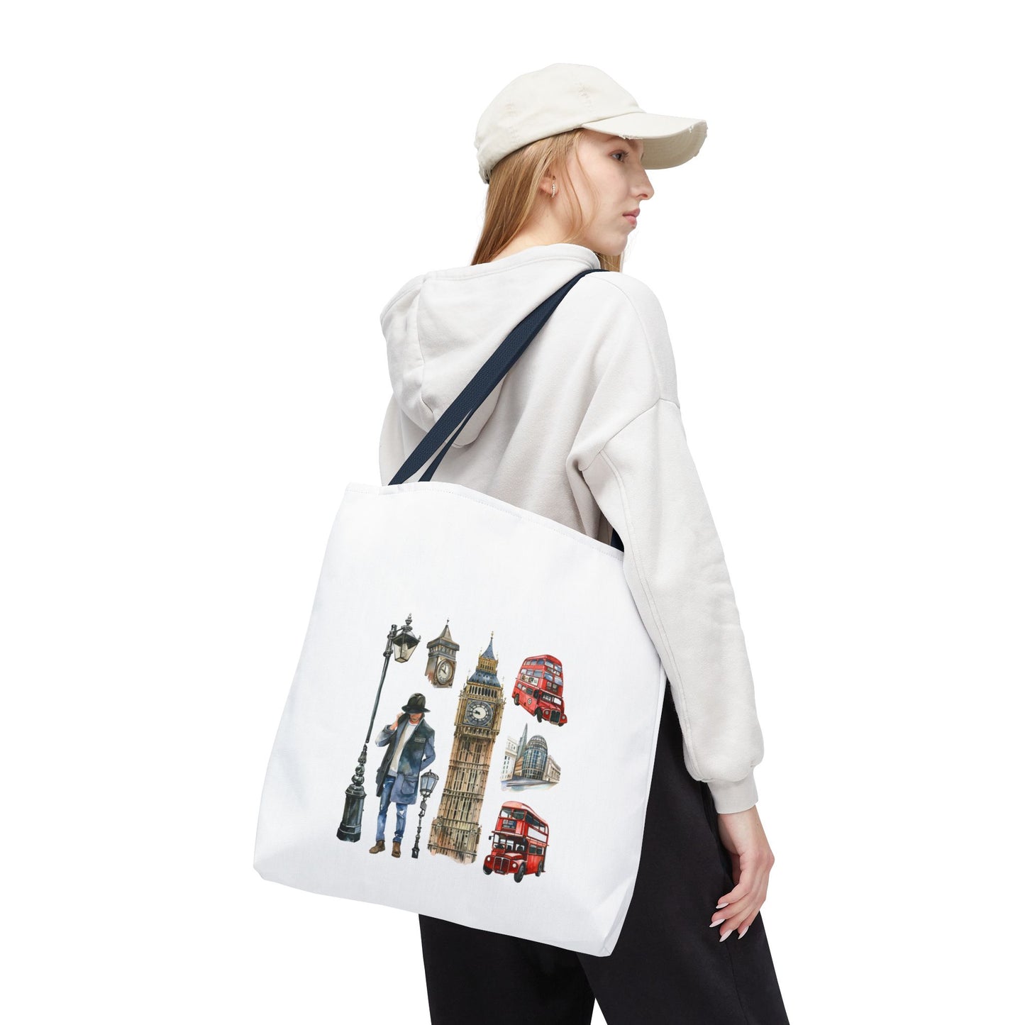 London-Themed Tote Bag, Travel Accessory, Gift for Travelers, AOP Design, Unique Shopping Bag, Stylish Carry-All