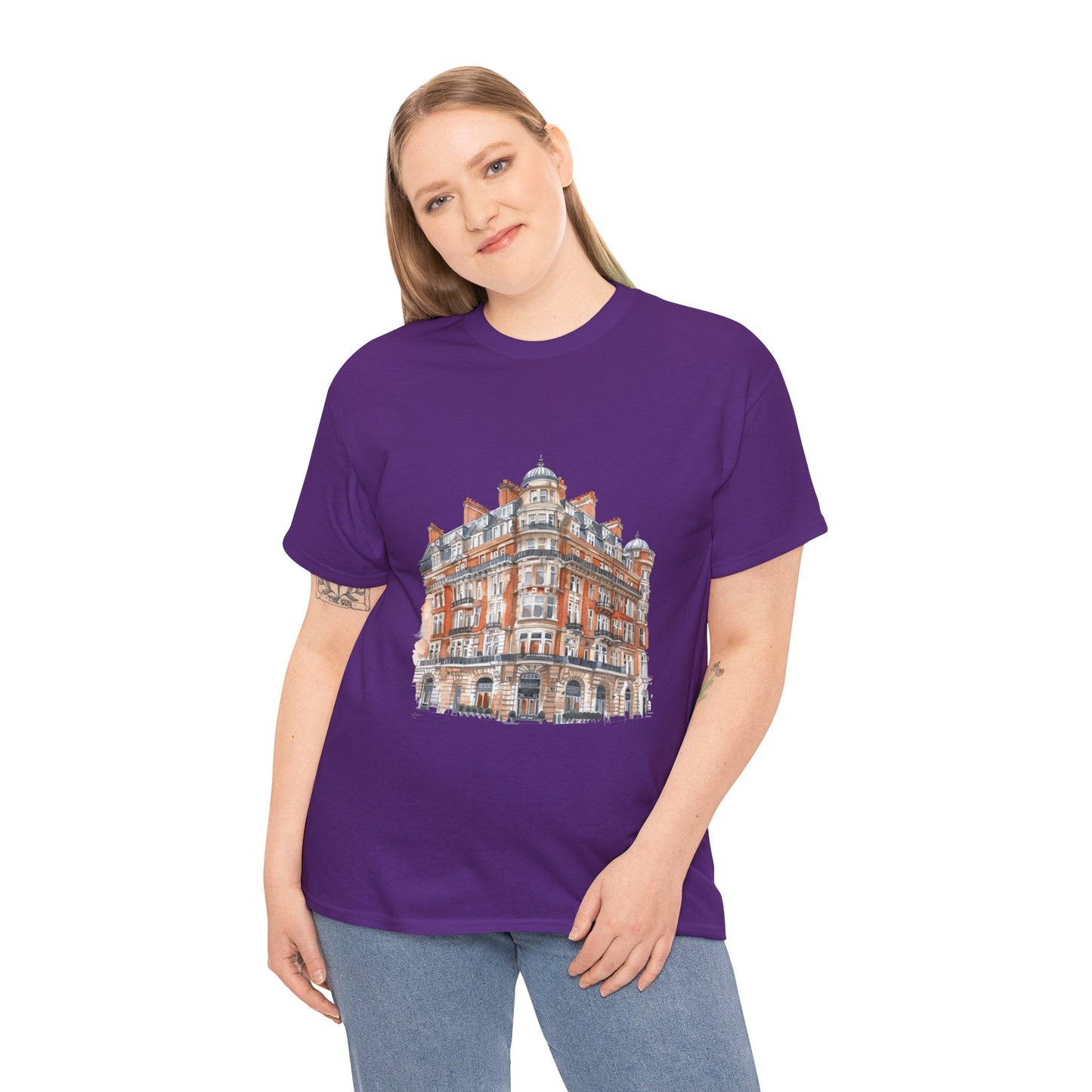 Unisex Heavy Cotton Tee - Classic British Architecture - Elegant Historic Building