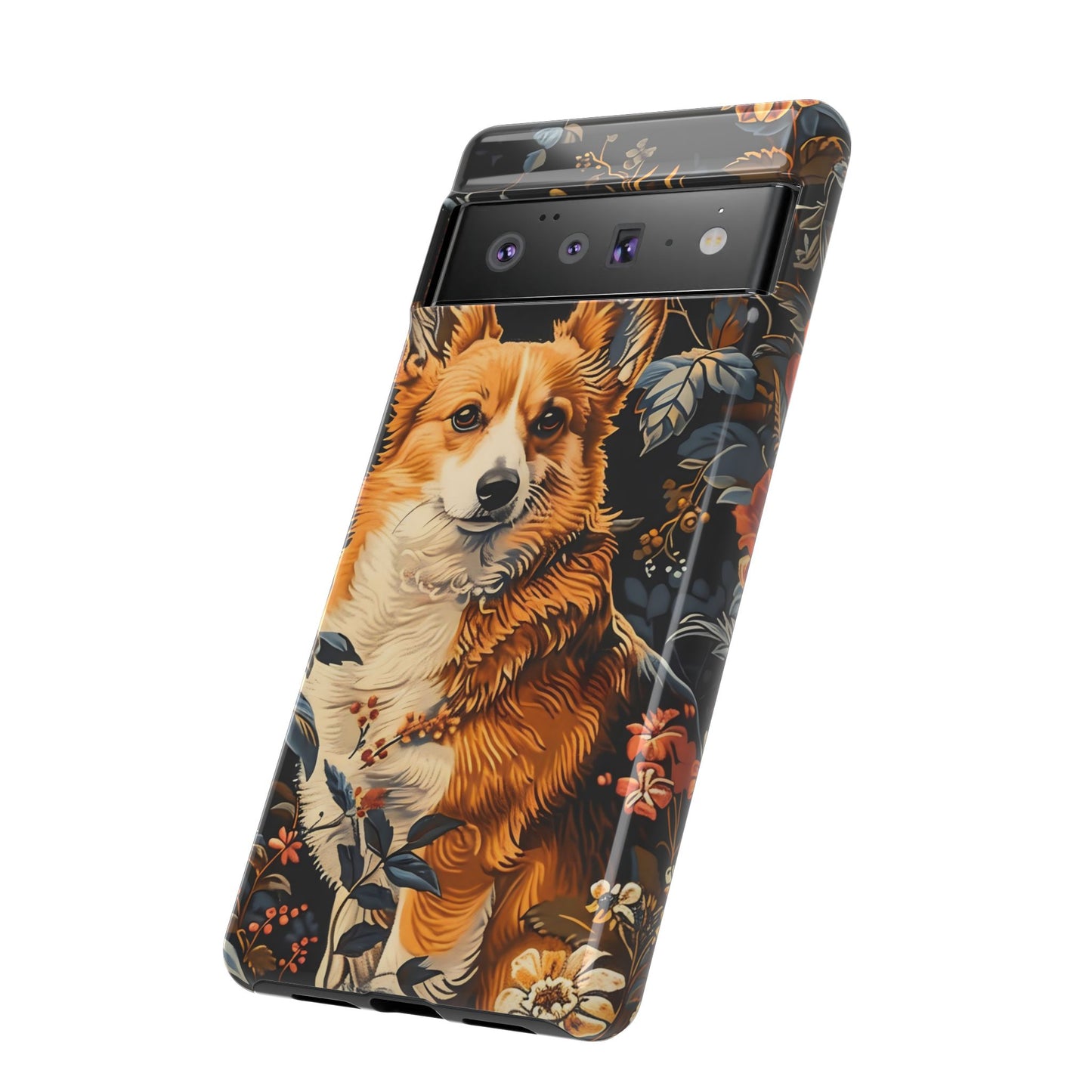 Corgi Floral Phone Case - Tough Cases for Dog Lovers, Cute Pet Accessories, Gift for Dog Owners, Floral Design, Personalized Tech Cover