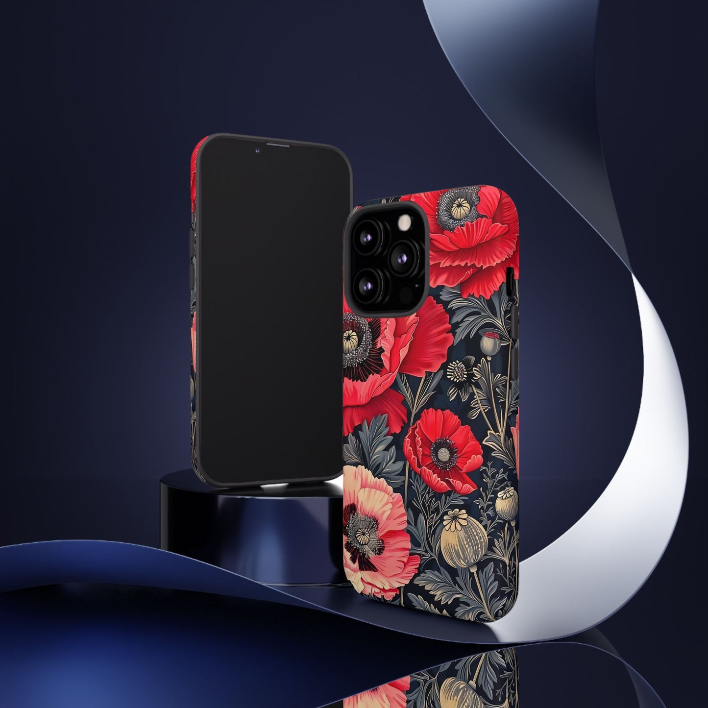 Floral Phone Case with Artistic Poppies, Tough Cases, Flower Design, Nature Lover Gift, Customizable Mobile Cover, Stylish Phone Accessories