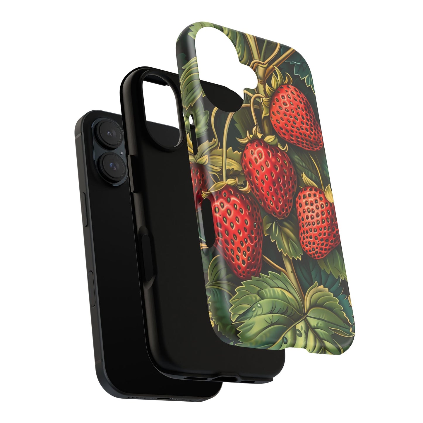 Strawberry Phone Case, Tough Berry Case, Floral Phone Cover, Cute Smartphone Shell, Nature-Inspired Gift