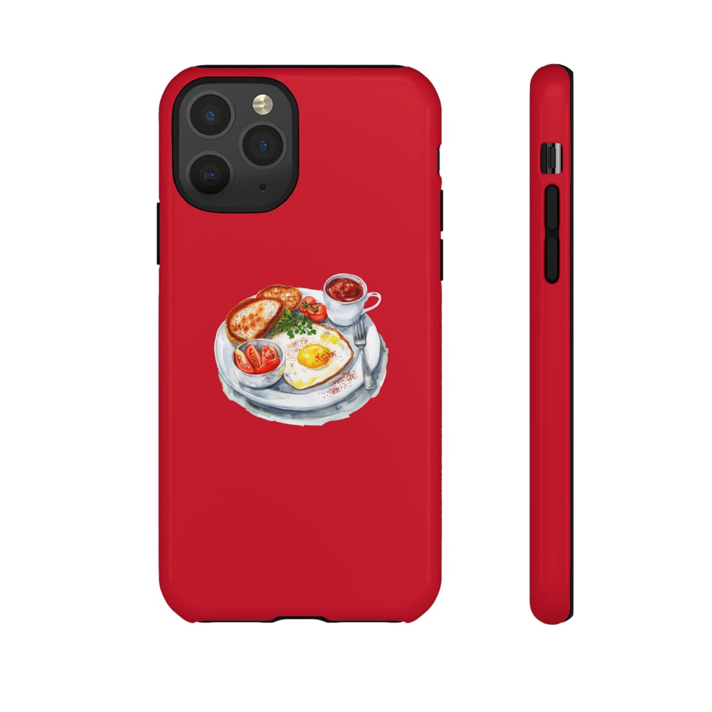 Breakfast-Inspired Phone Case, Tough Phone Covers, Foodie Gifts, Unique Accessories, Cute Kitchen Decor, Red Phone Case