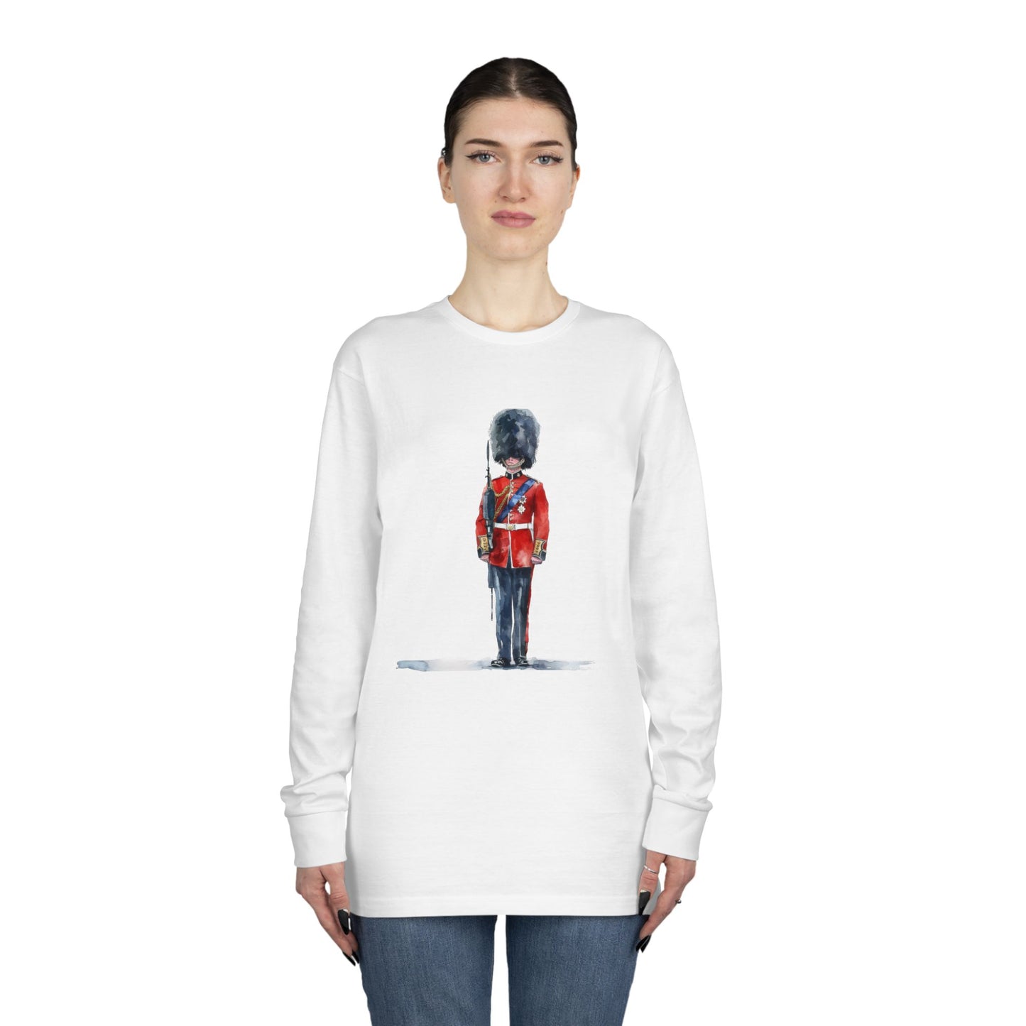 Long Sleeve Crewneck Tee - British Royal Guard - Iconic Symbol of Tradition and Honor