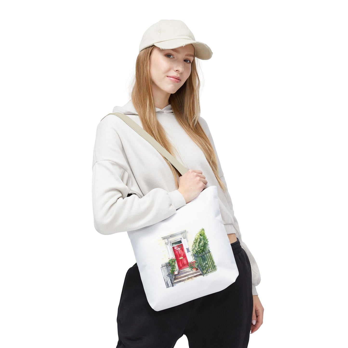 Charming Red Door Tote Bag, Eco-Friendly Shopping Bag, Gift for Garden Lovers, Summer Canvas Bag, Perfect for Casual Outings