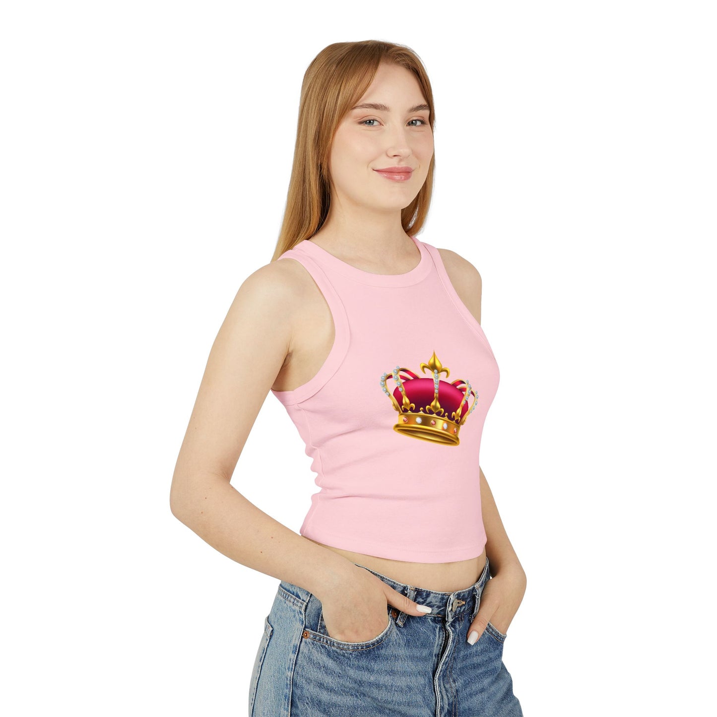 Women's Micro Rib Racer Tank Top - British Royal Crown Design