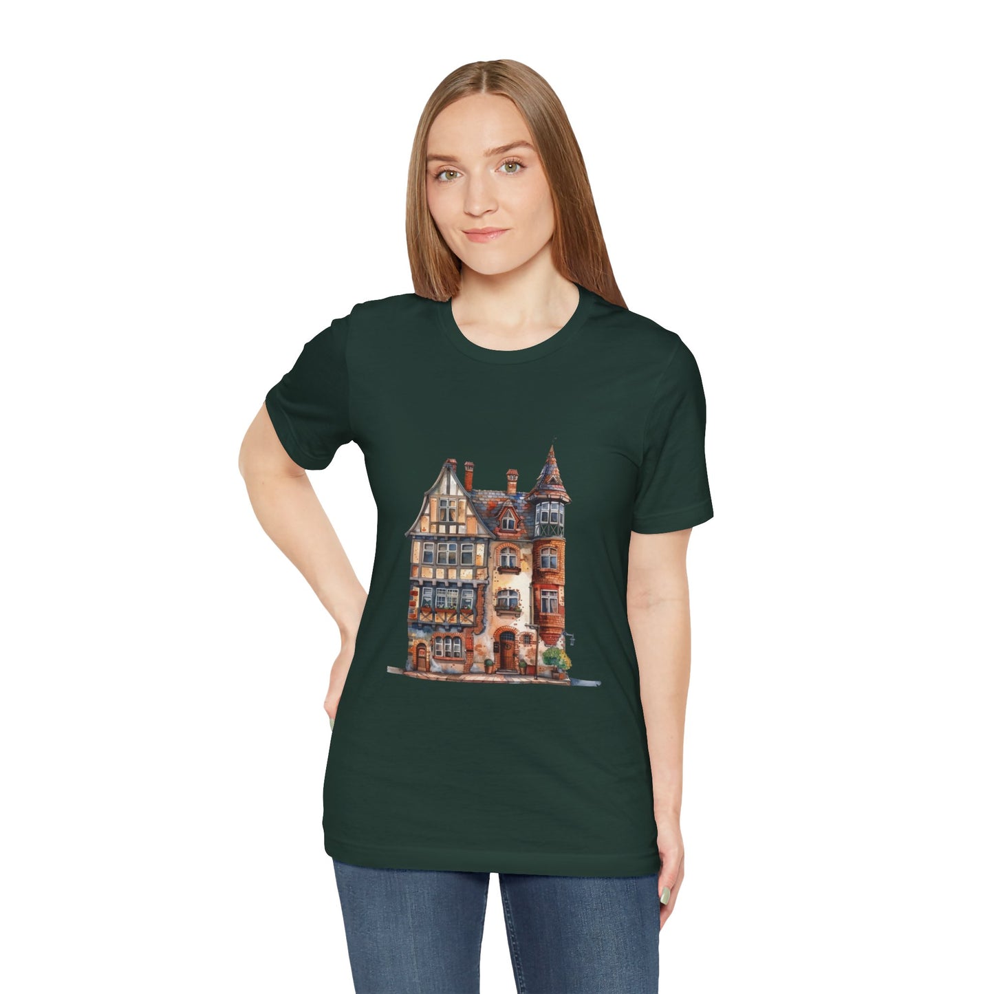 Unisex Jersey Short Sleeve Tee - Countryside Charm - The Classic British Village House