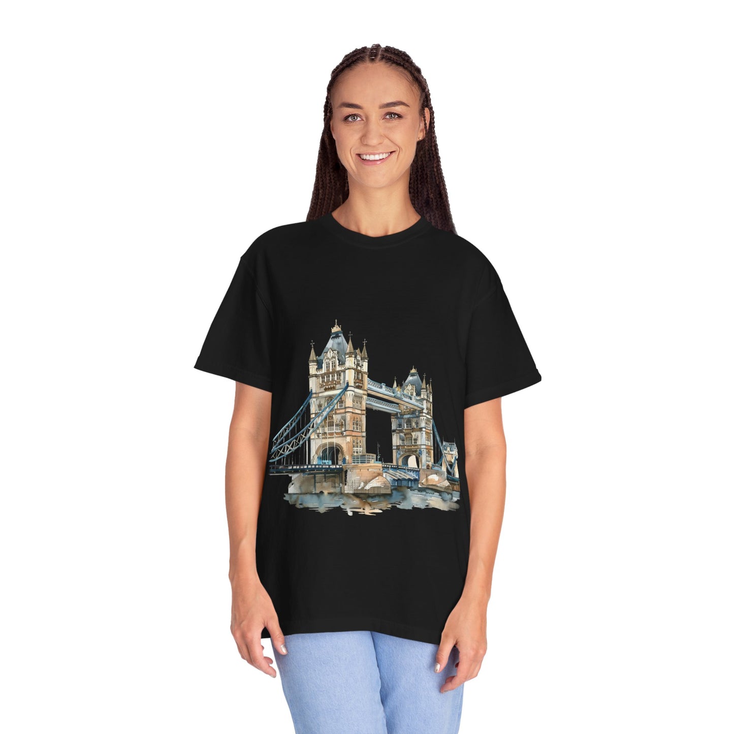 Unisex Garment-Dyed T-shirt - London Bridge - Iconic Landmark and Historical Beauty