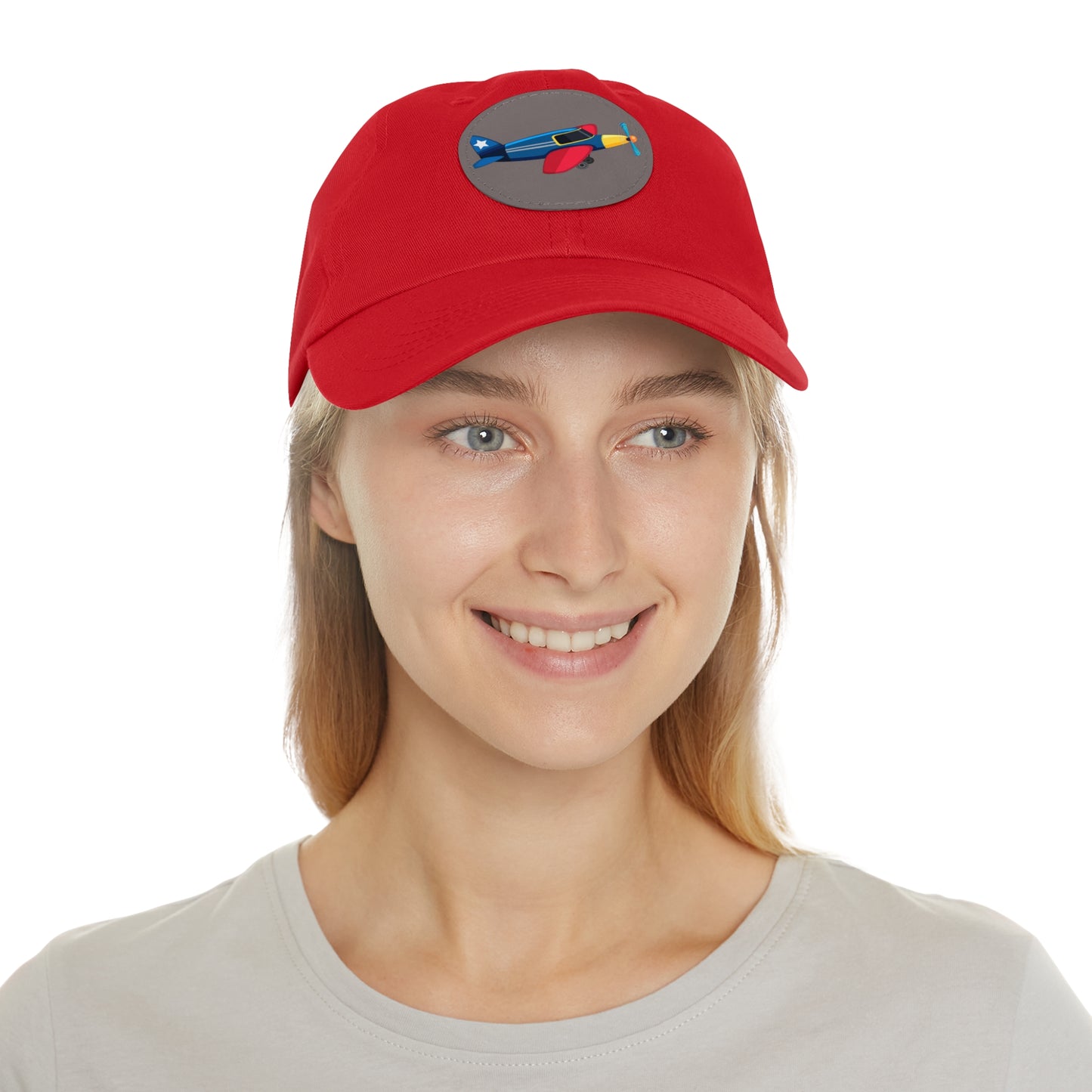 Vintage Aeroplane Dad Hat with Leather Patch (Round)