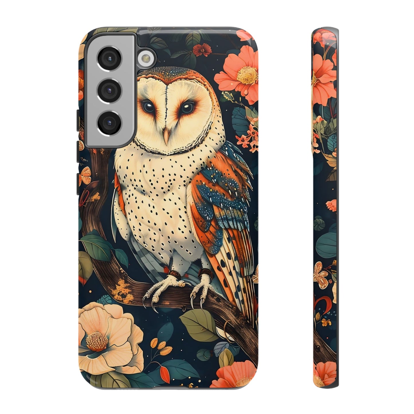 Owl Floral Phone Case - Tough Cases, Nature Lover Gift, Cute Protection, Floral Design, Bird Aesthetic, Animal Lover