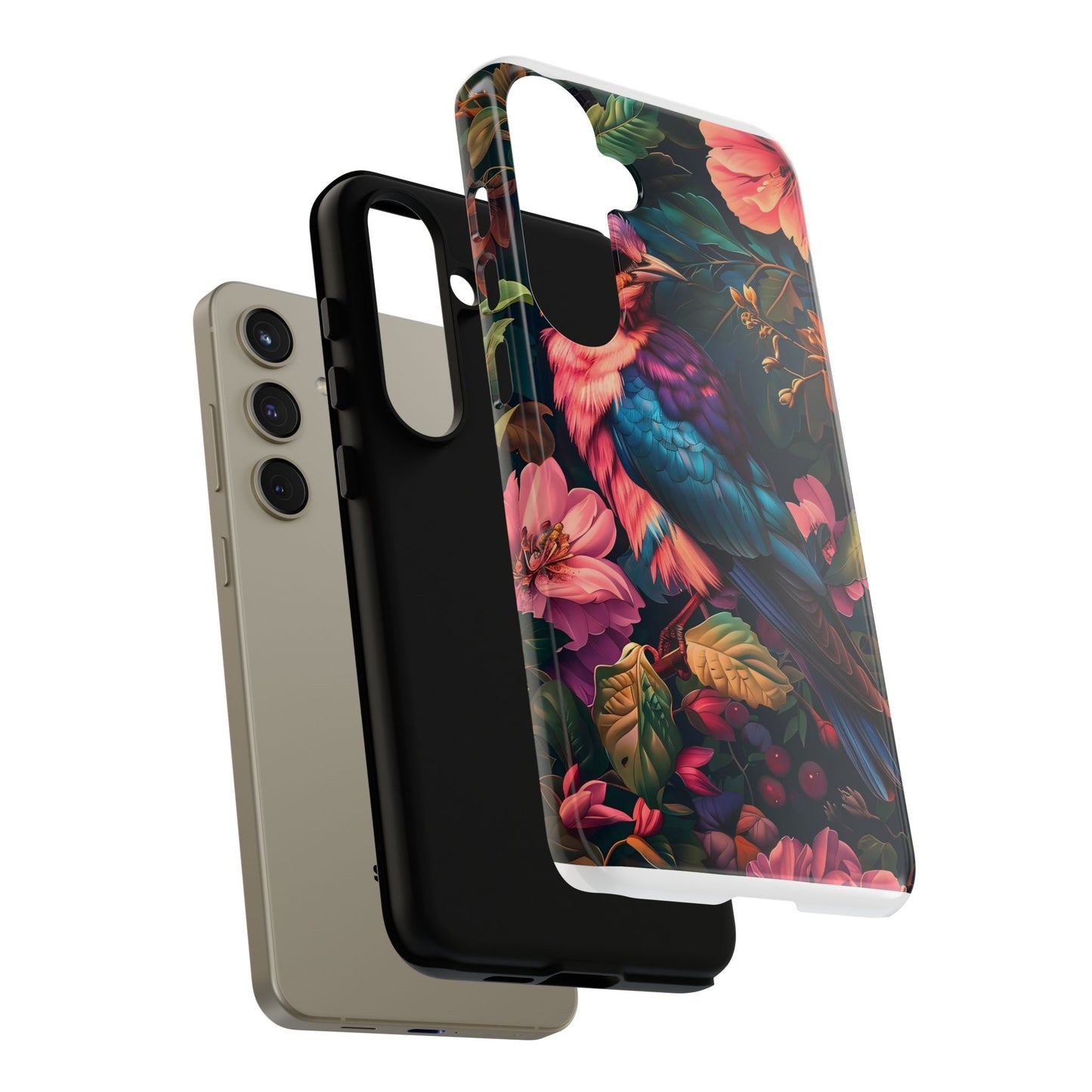 Tough Cases: Vibrant Tropical Bird Phone Case, Floral Smartphone Cover, Nature Lover Gift, Boho Phone Accessory, Cute Bird Case