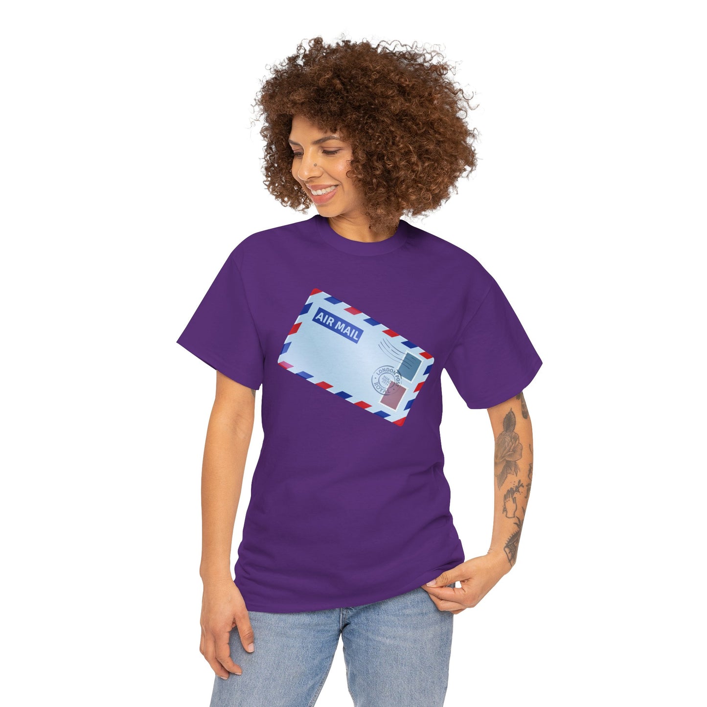 Unisex Heavy Cotton Tee - Vintage British Air Mail - Classic Postal Design