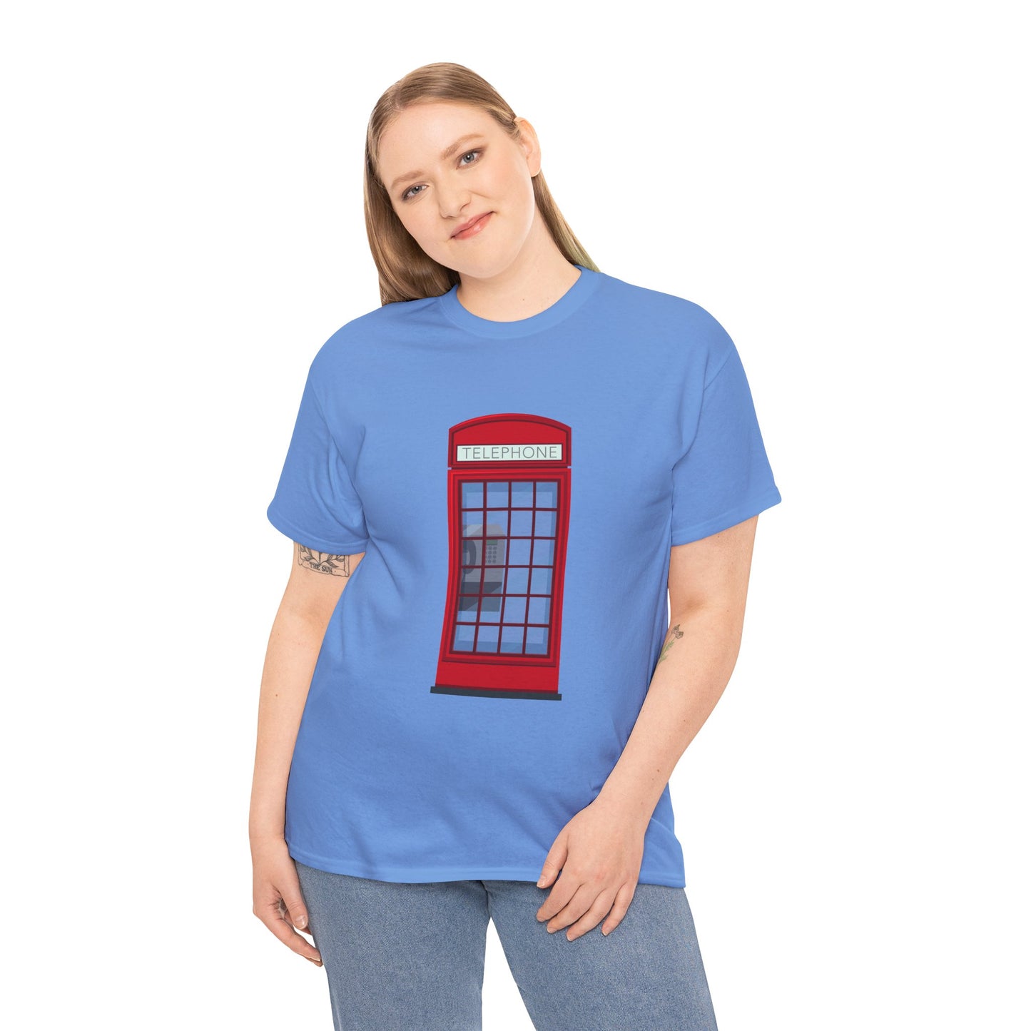 Unisex Heavy Cotton Tee - Iconic British Public Telephone