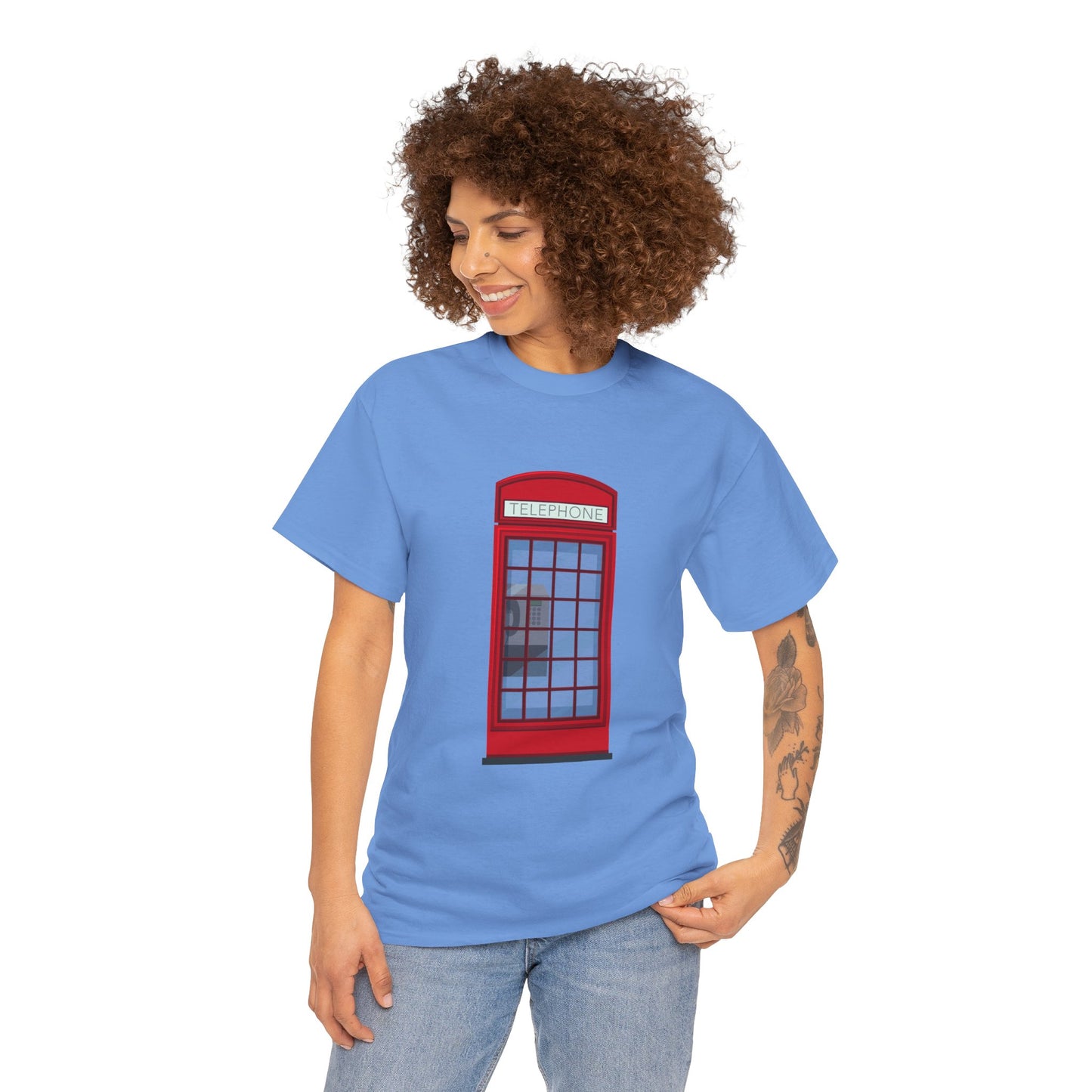 Unisex Heavy Cotton Tee - Iconic British Public Telephone