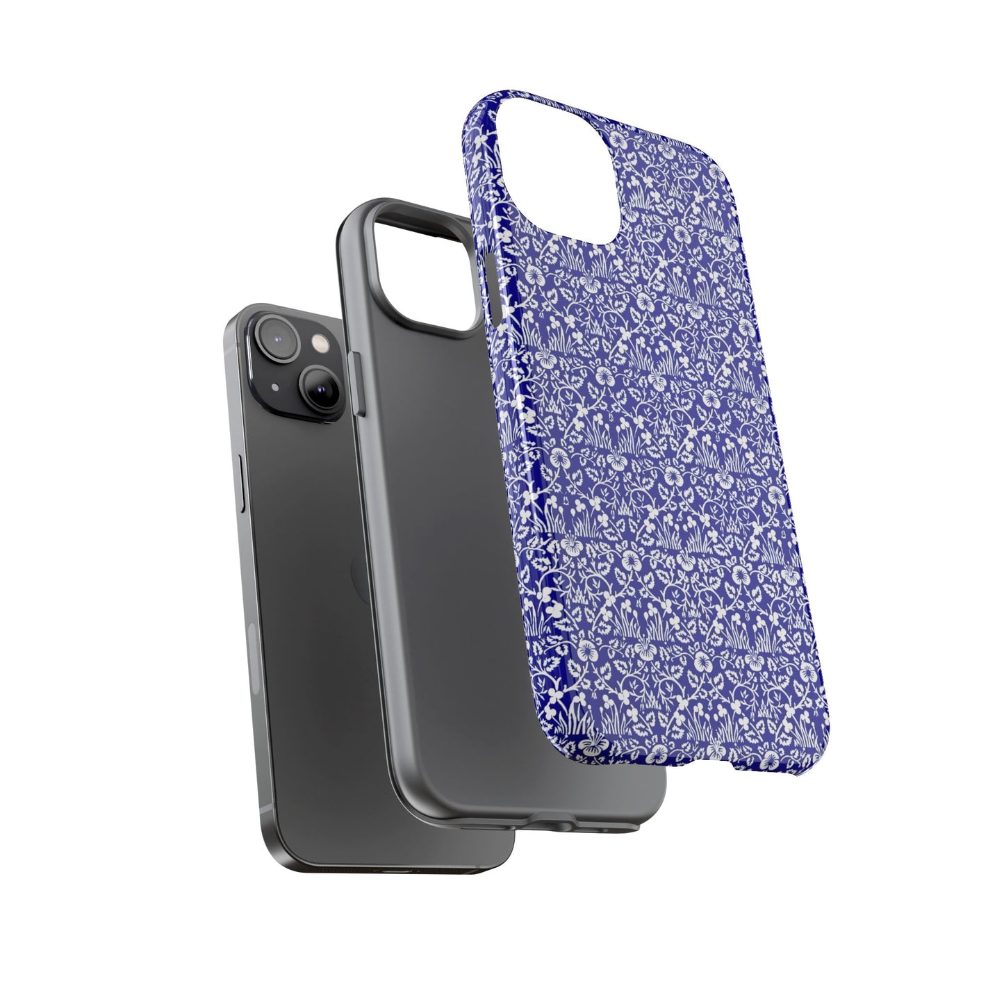 Elegant Floral Phone Case - Tough Cases, Blue Floral Design, Stylish Phone Accessory, Unique Gift, Modern Tech Protection