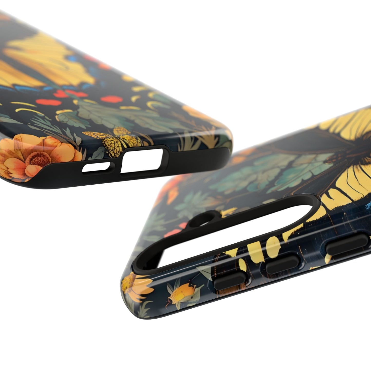 Butterfly Floral Phone Case, Art-inspire Tough Case, Gift for Nature Lovers, Butterfly Pattern Cover, Eco-Friendly Mobile Accessory