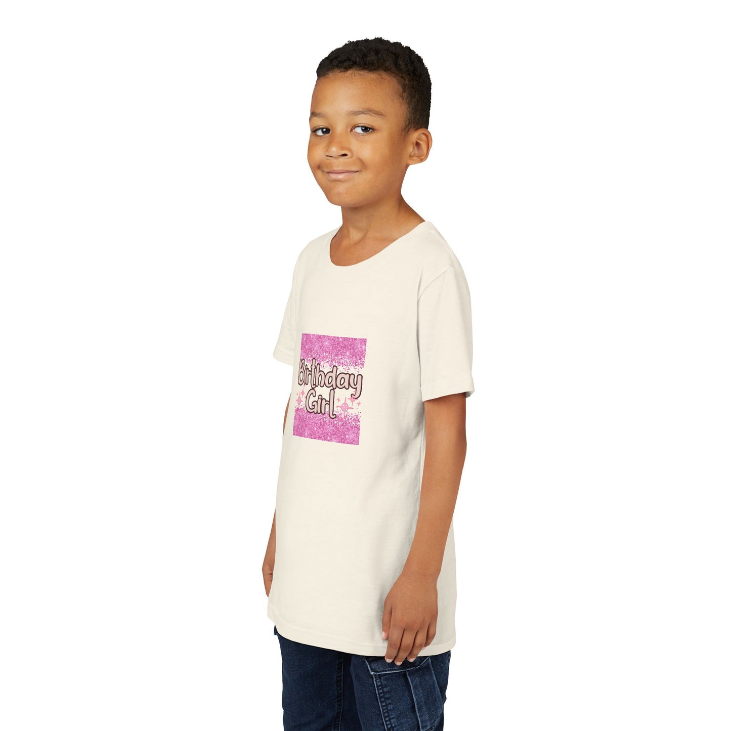 Youth Short Sleeve Tee - Pink and Black Leopard Birthday Girl Graphic