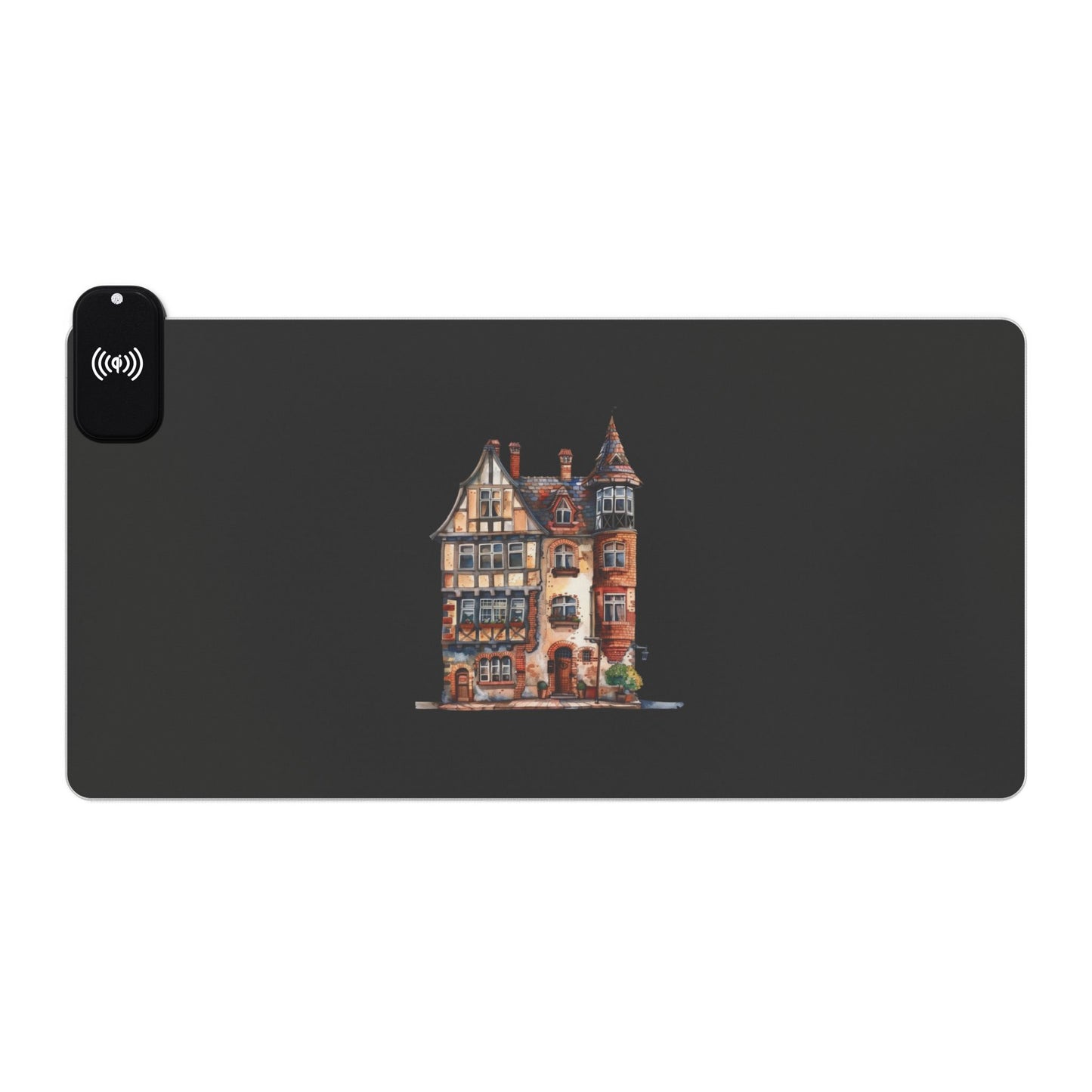 Charming Townhouses – English Architecture - LED Gaming Mouse Pad with Wireless Charging, Ergonomic Desk Accessory for Gamers, RGB Light-Up Mousepad, Perfect Gift for Home Office