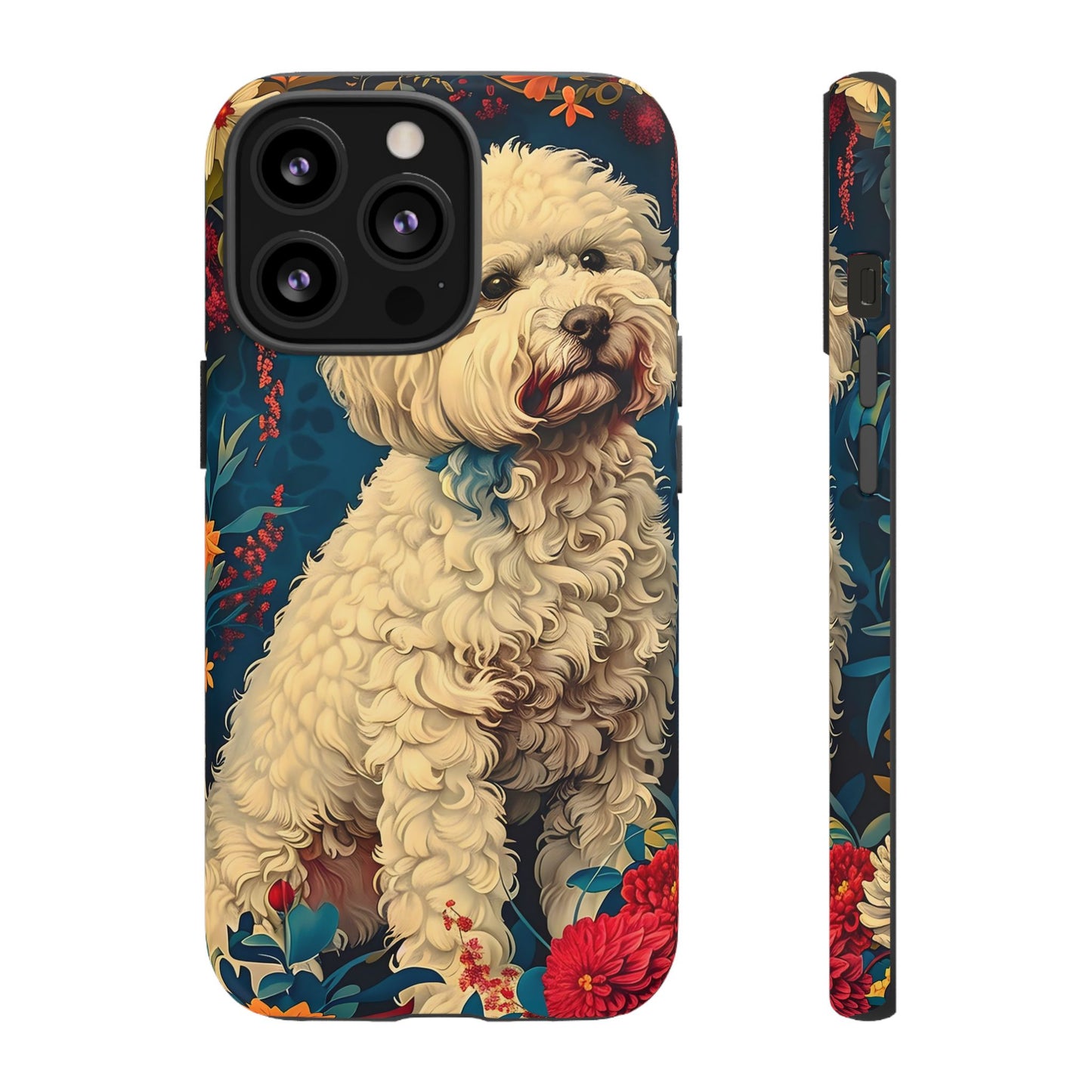 Cute Dog Phone Case, Pet Lover Gift, Floral Design Tough Case, Custom Dog Art, Birthday Gift for Dog Owners, Unique Phone Accessories