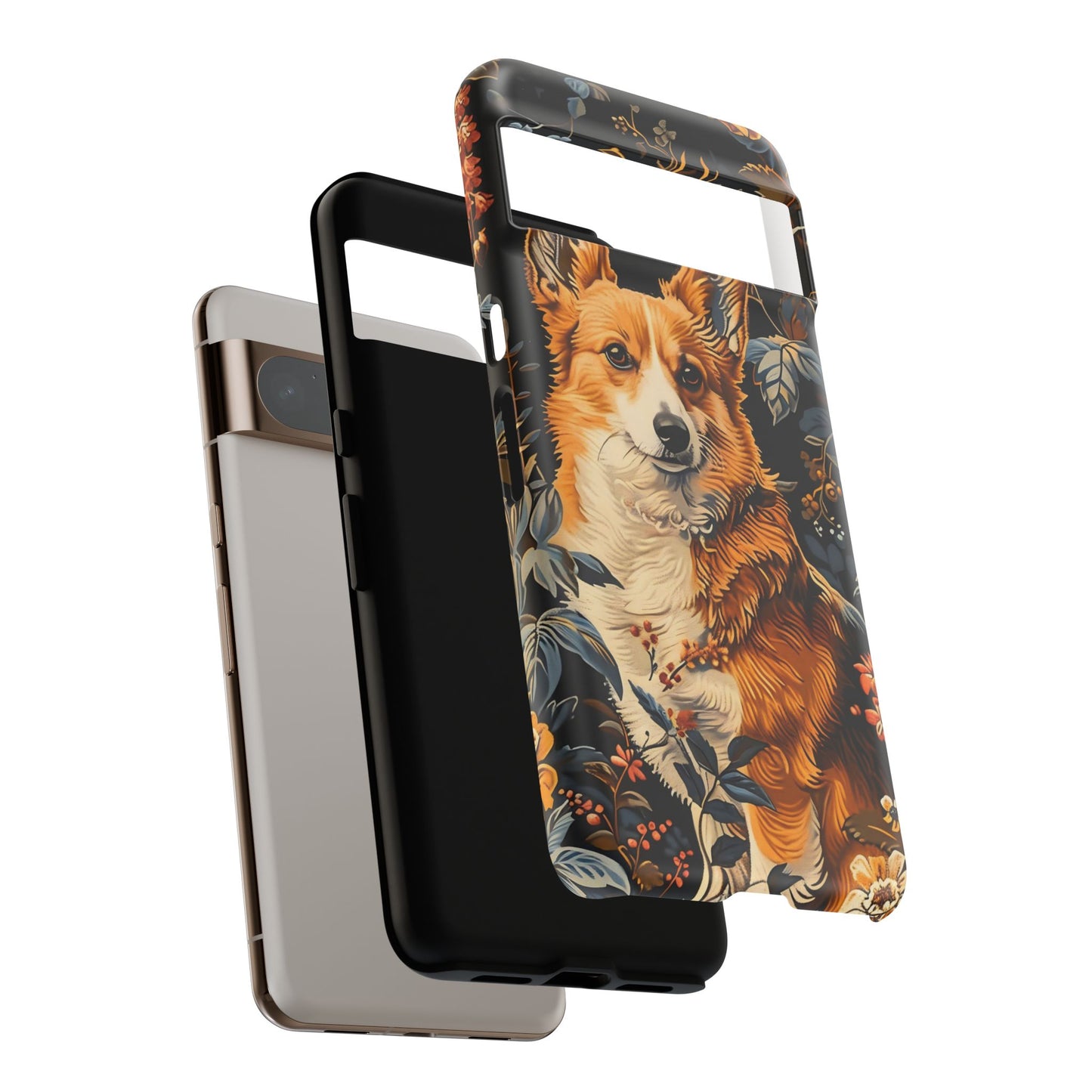 Corgi Floral Phone Case - Tough Cases for Dog Lovers, Cute Pet Accessories, Gift for Dog Owners, Floral Design, Personalized Tech Cover