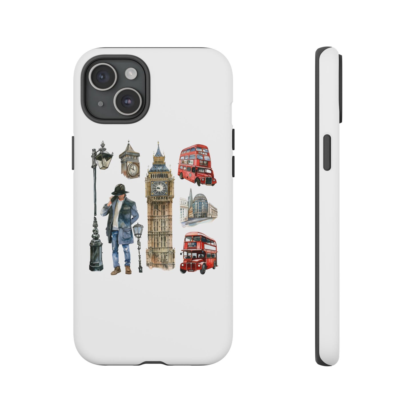 London Iconic Design Phone Case, Tough Cases, Gift for Travelers, London Souvenir, London Icons, Red Bus Phone Case