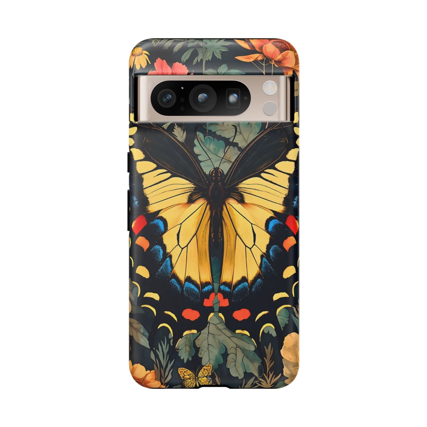 Butterfly Floral Phone Case, Art-inspire Tough Case, Gift for Nature Lovers, Butterfly Pattern Cover, Eco-Friendly Mobile Accessory