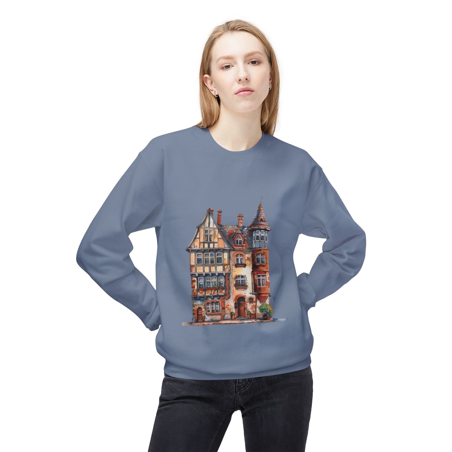 Unisex Midweight Softstyle Fleece Crewneck Sweatshirt - Life in a British Village House
