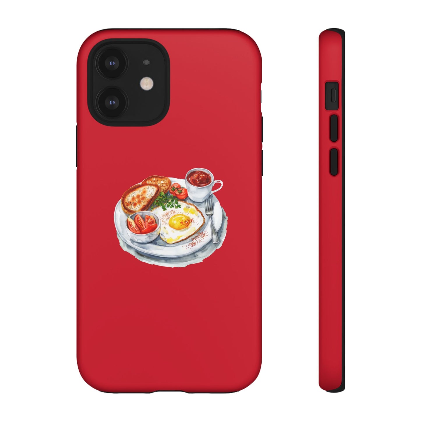 Breakfast-Inspired Phone Case, Tough Phone Covers, Foodie Gifts, Unique Accessories, Cute Kitchen Decor, Red Phone Case