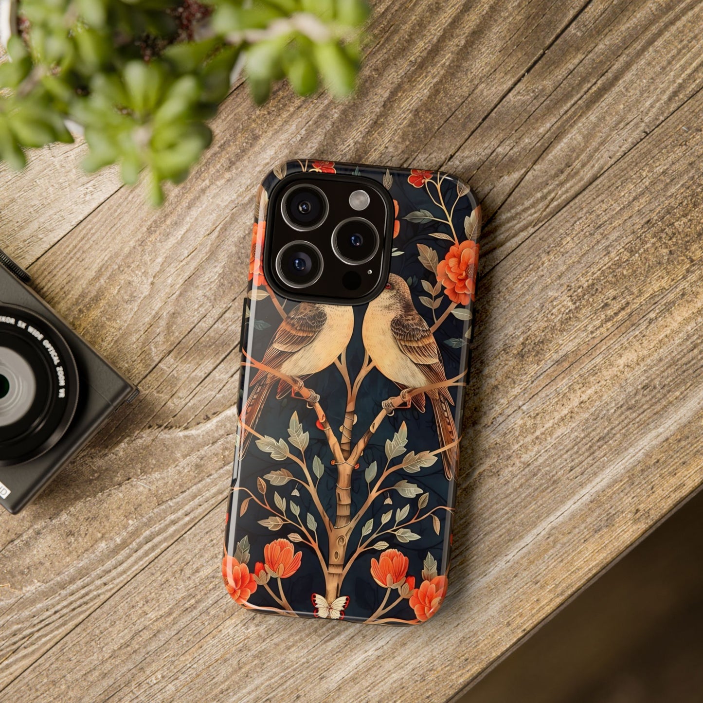 Floral Phone Case – Tough Cases with Bird Design, Unique Gift for Nature Lovers, Stylish Tech Accessory, Phone Cover, Artistic Case