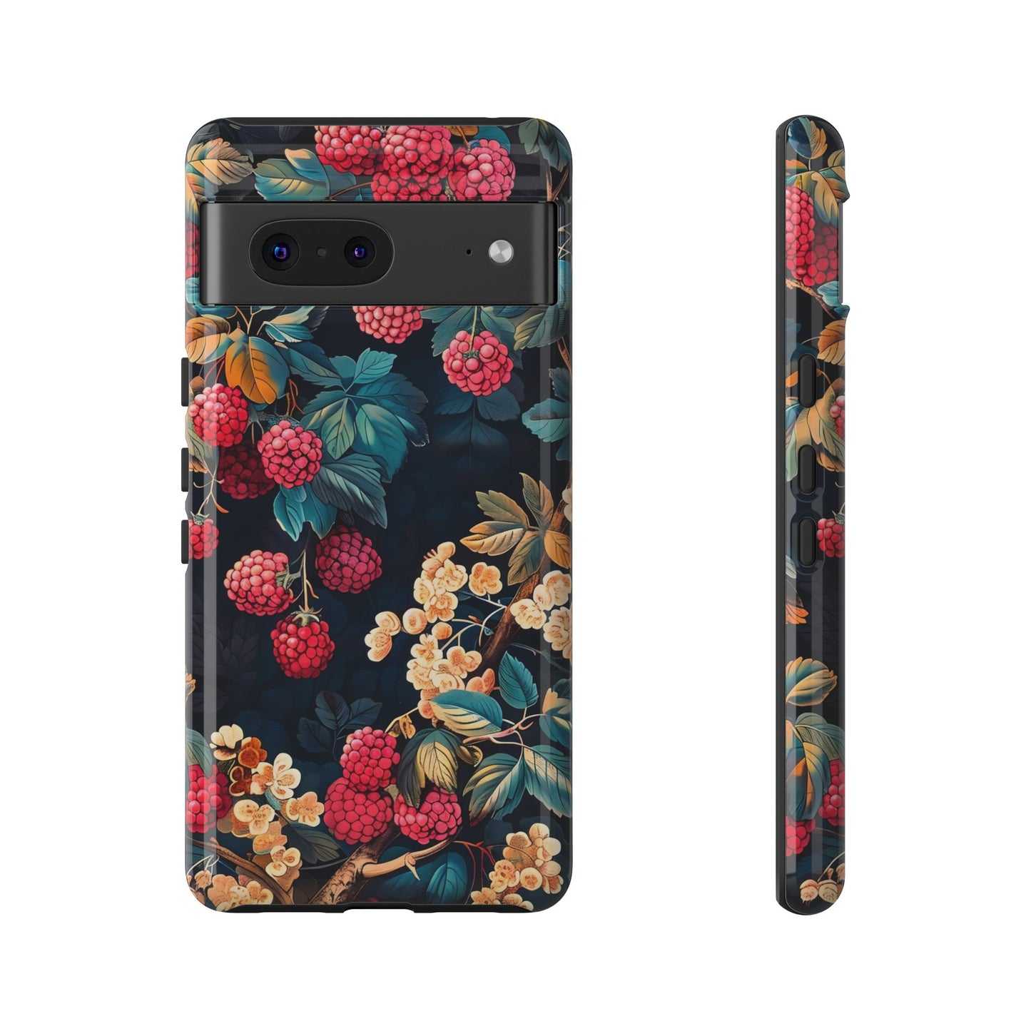 Floral Phone Case with Berry Design, Durable Phone Cover, Floral Print, Gift for Plant Lovers, Nature-Inspired Accessory