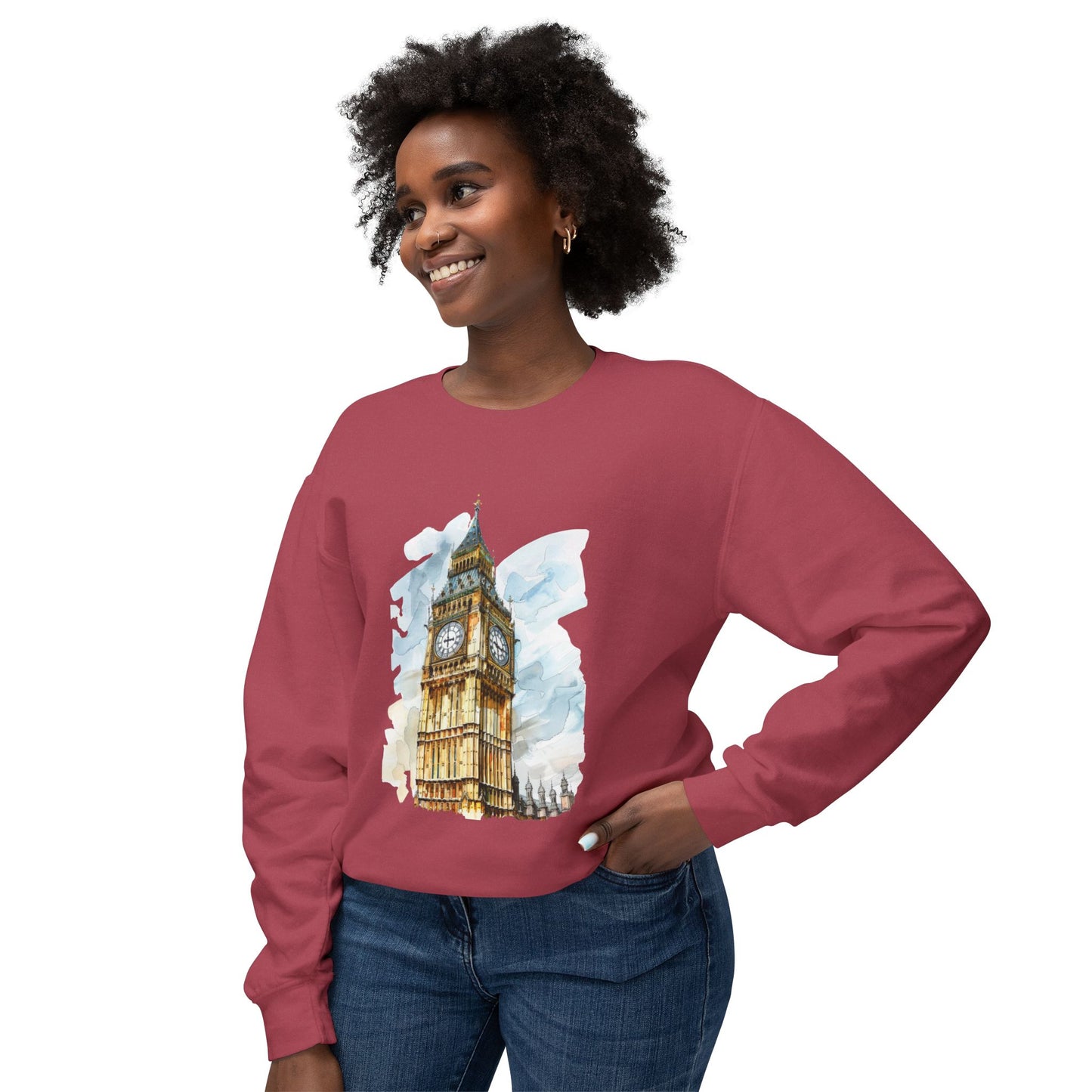 Unisex Lightweight Crewneck Sweatshirt - Echoes of Time - London’s Big Ben