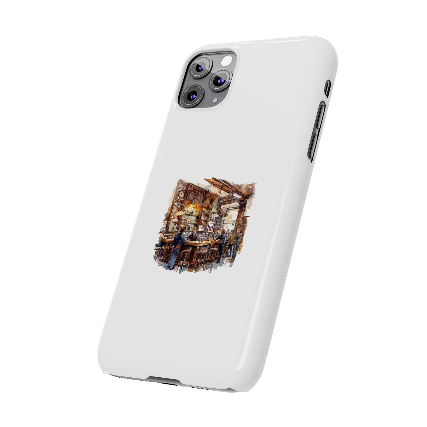 Artistic Slim Phone Cases, Coffee Shop Aesthetic, Unique Phone Covers, Gift for Coffee Lovers, Artistic Design Cases