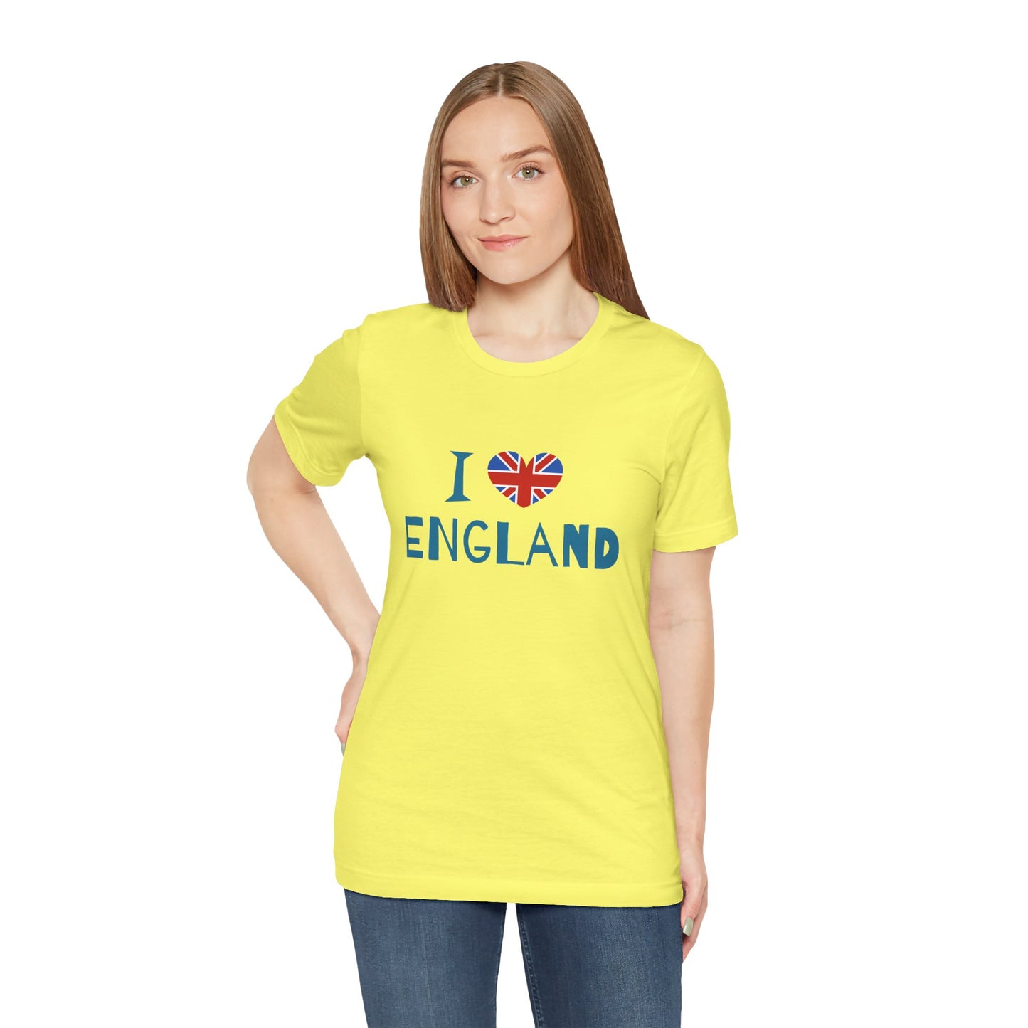 Unisex Jersey Short Sleeve Tee - I Love England - Union Jack Heart Design