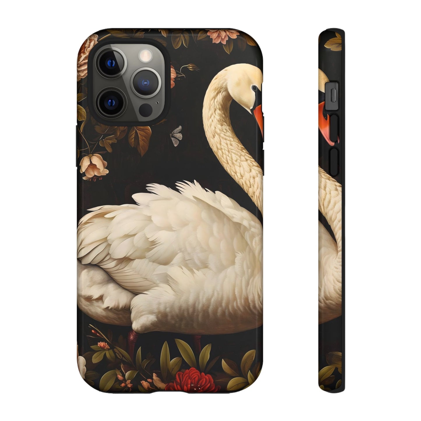 Elegant Swan Phone Case, Floral iPhone Cover, Tough Phone Case, Gift for Her, Nature Lover, Mother's Day, Birthday