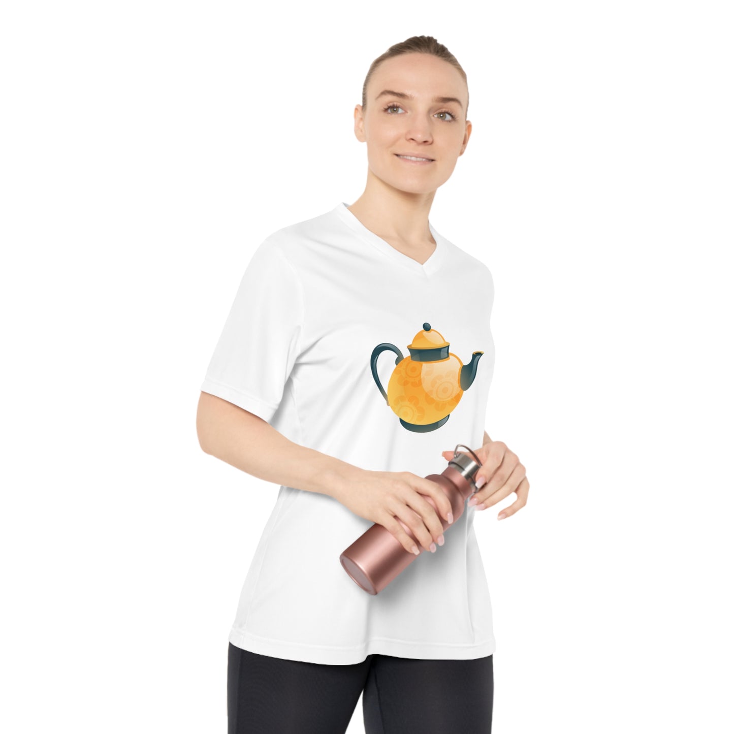 V-Neck T-Shirt – Stylish & Comfortable for Everyday Wear - Classic British Tea Kettle - Timeless Elegance in Tea Time