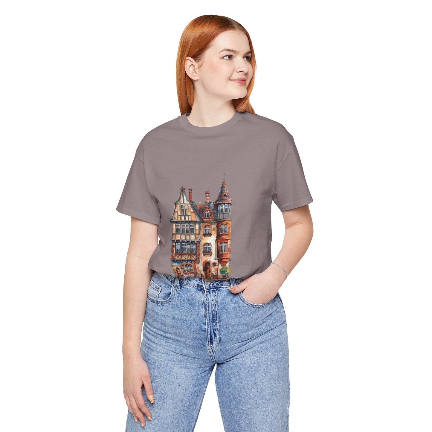 Unisex Jersey Short Sleeve Tee - Countryside Charm - The Classic British Village House